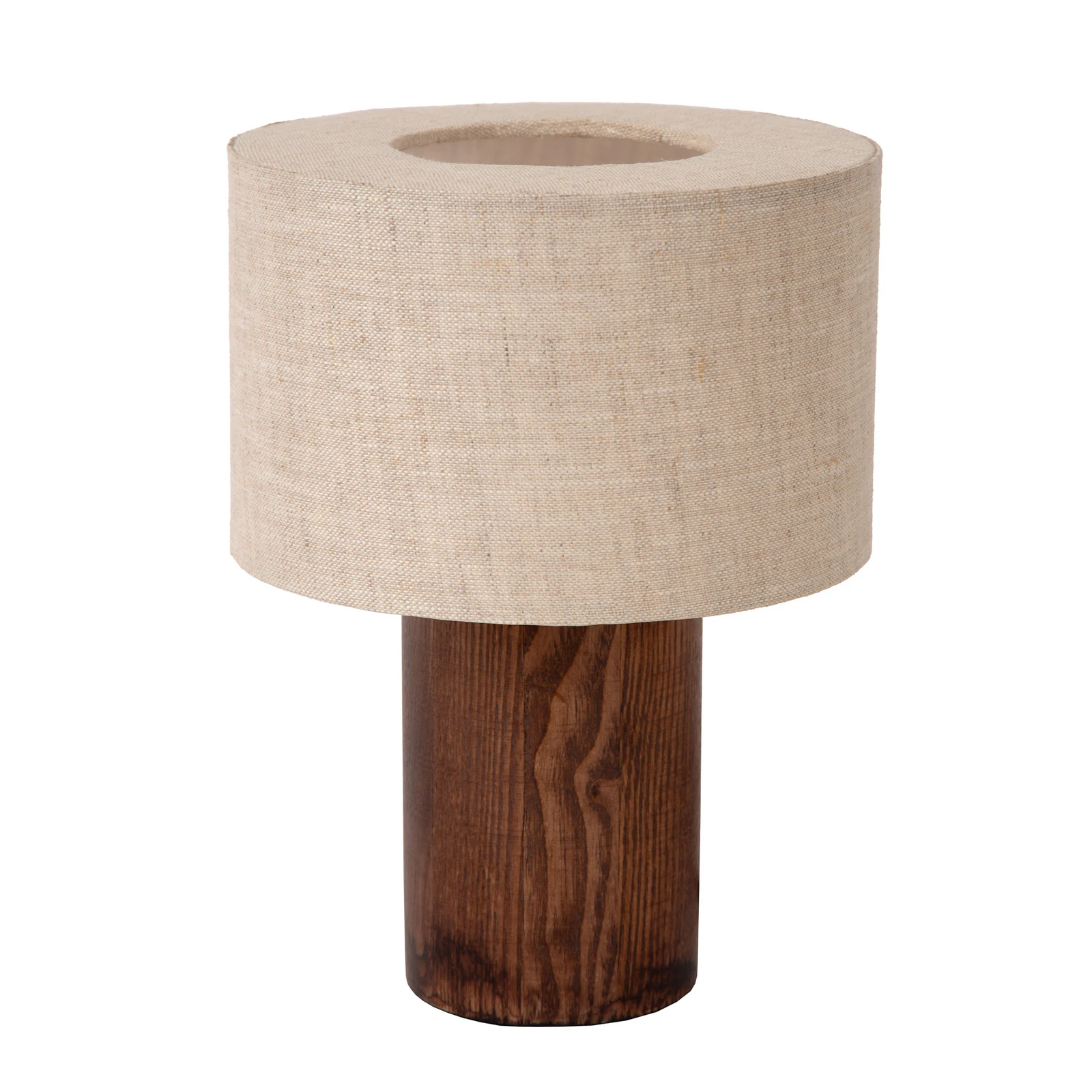 lampe de table Tachina, hauteur 20 cm, marron/naturel, bois/tissu