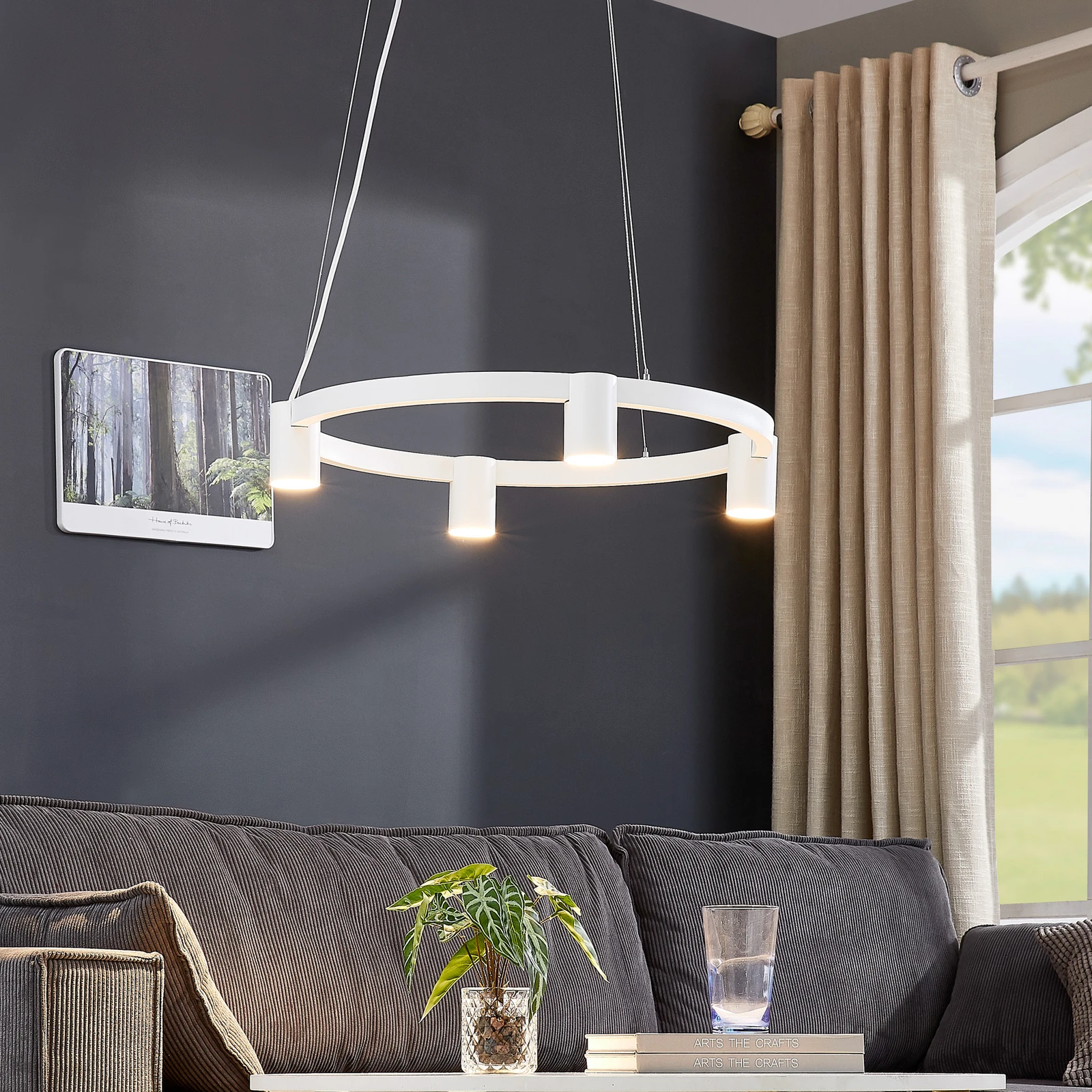 Arcchio Hängeleuchte Brinja, weiß, Ø 64 cm, 4-flg., GU10