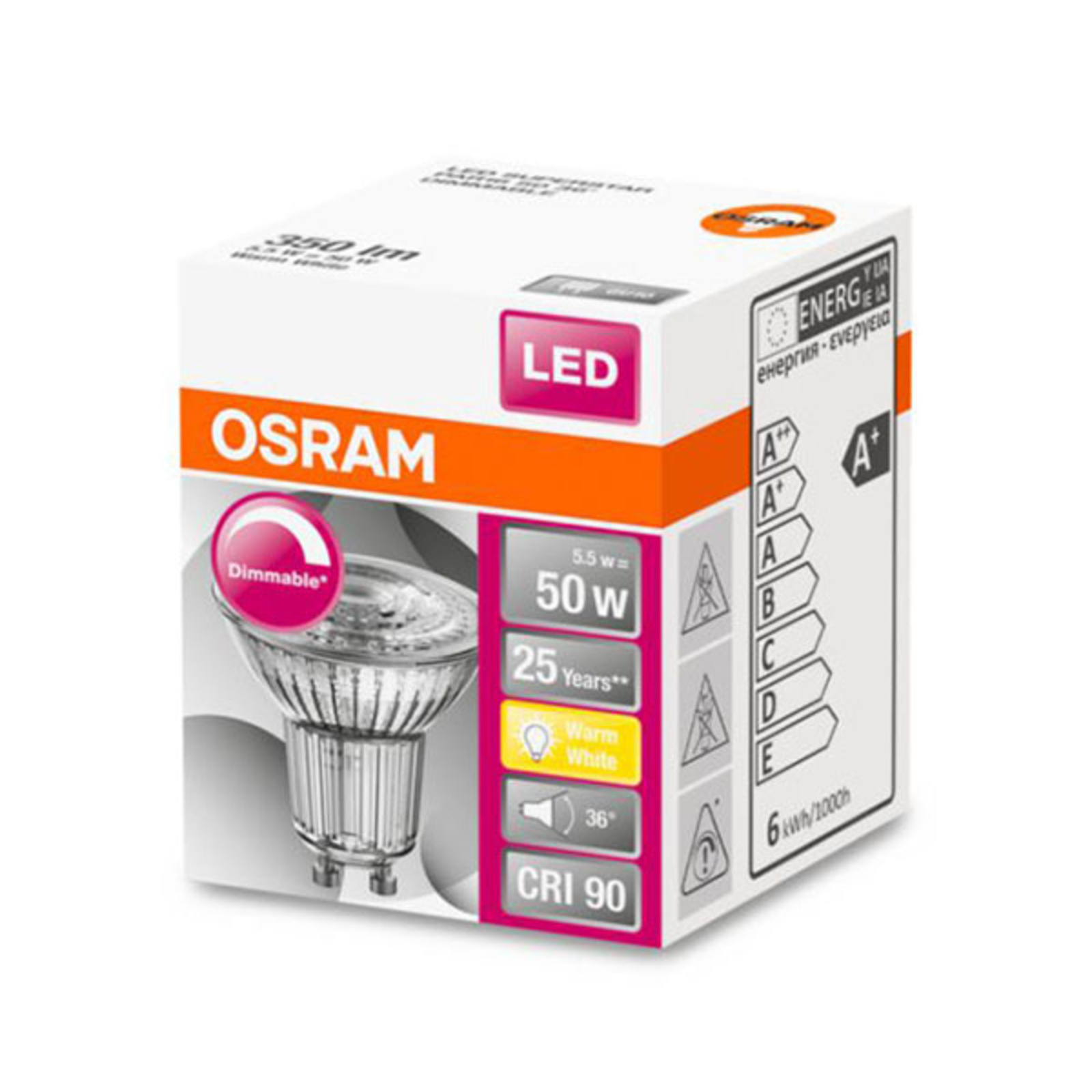 OSRAM LED glas-reflector GU10 4,5W 927 dimbaar | Lampen24.be