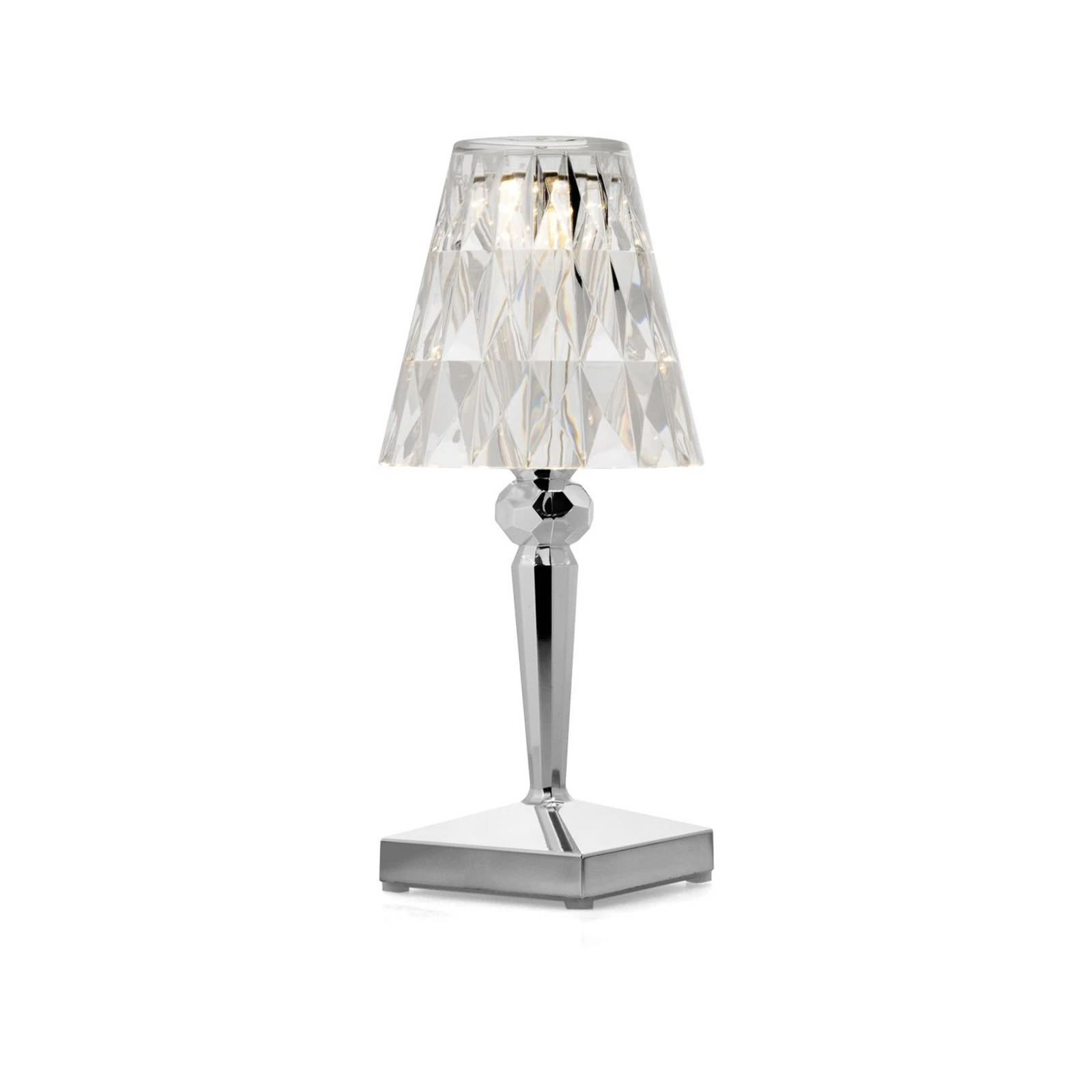 Candeeiro de mesa LED recarregável Kartell Battery, 30 cm, cor cromada, IP54