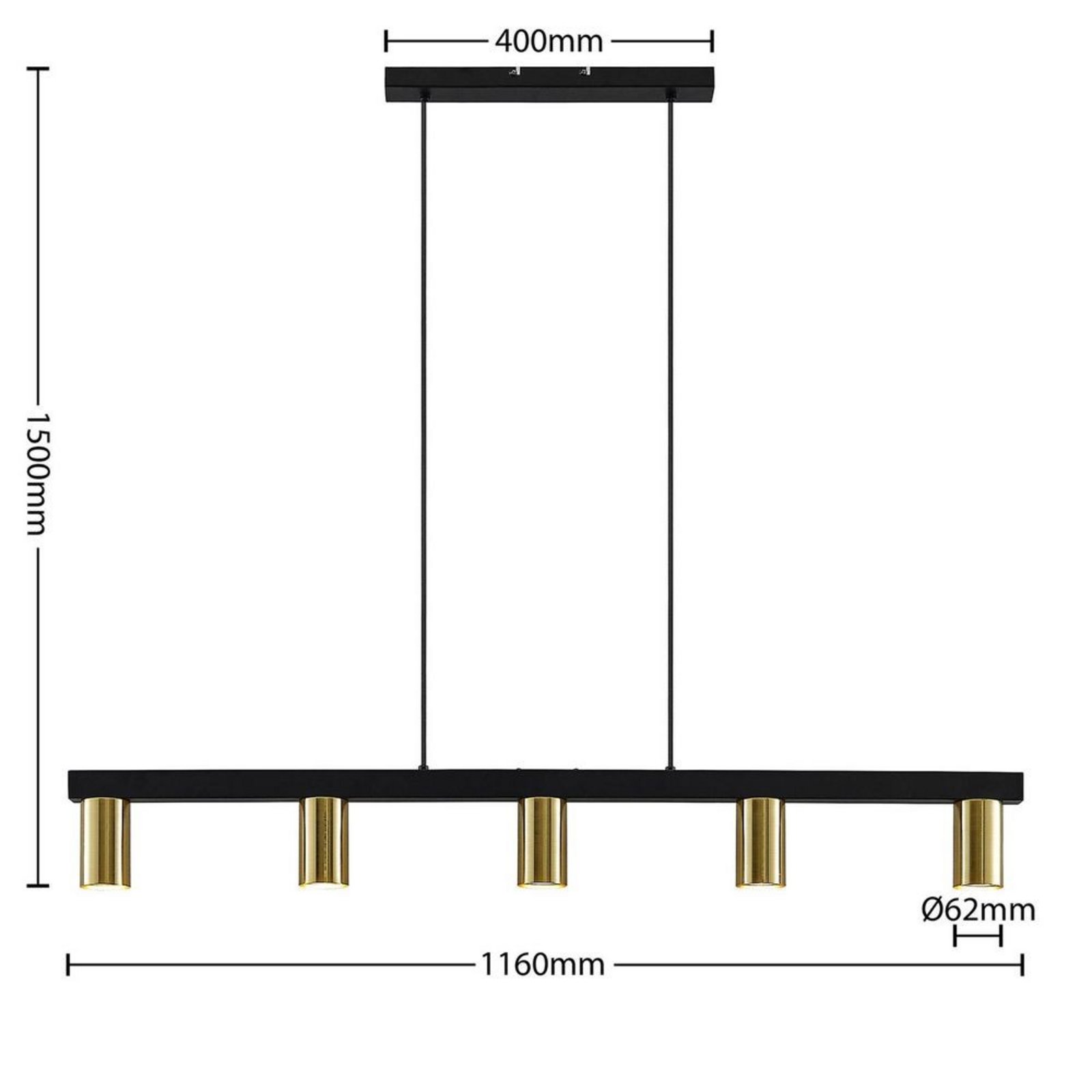 Baliko 5 Függőlámpá Black/Brass - Lindby