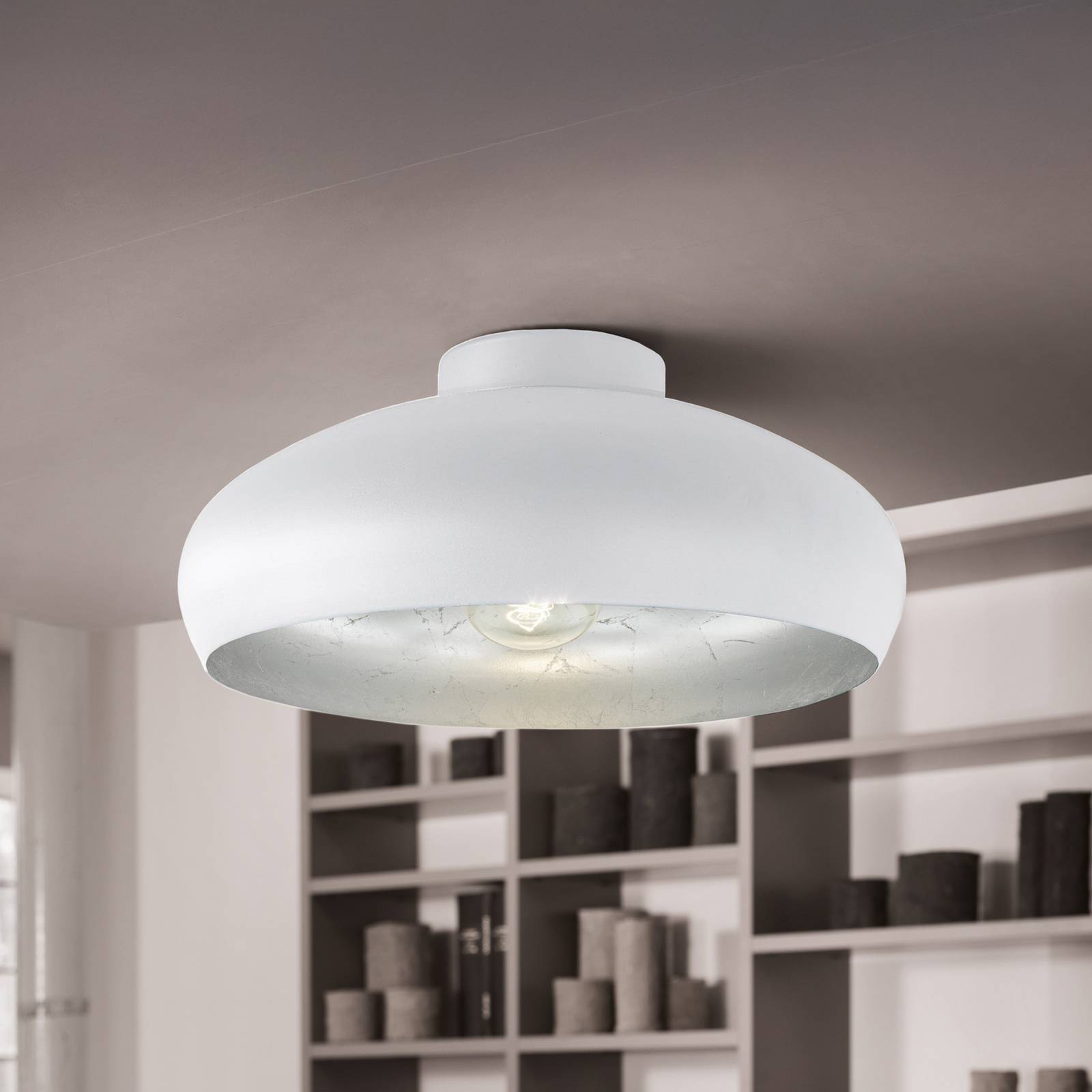 Deckenlampe Mogano aus Metall, Ø40cm, weiß günstig online kaufen