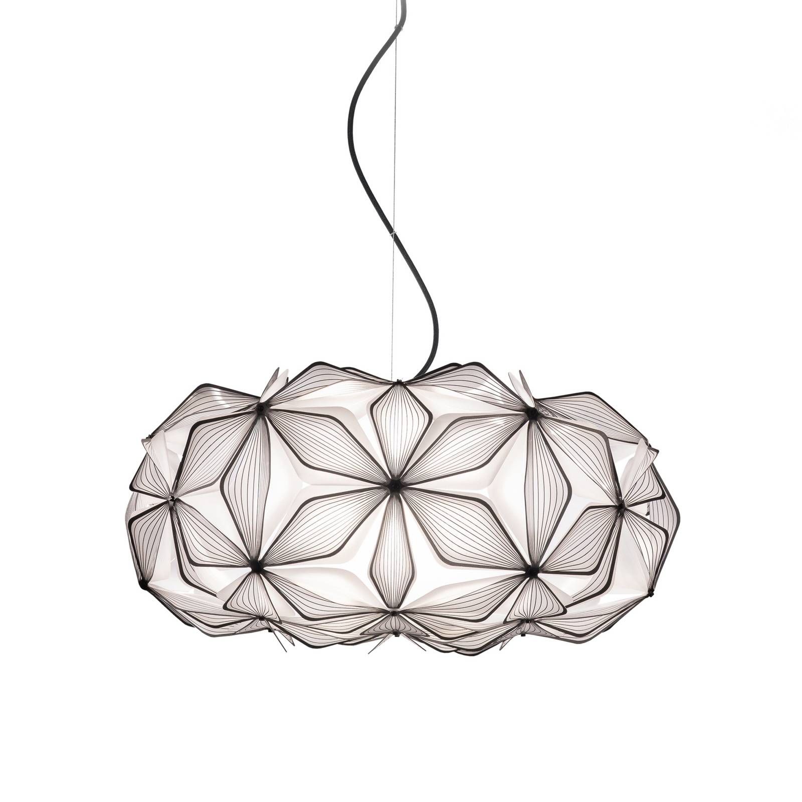 C'EST LA VIE Candeeiro suspenso, preto/cabo transparente, Ø53cm