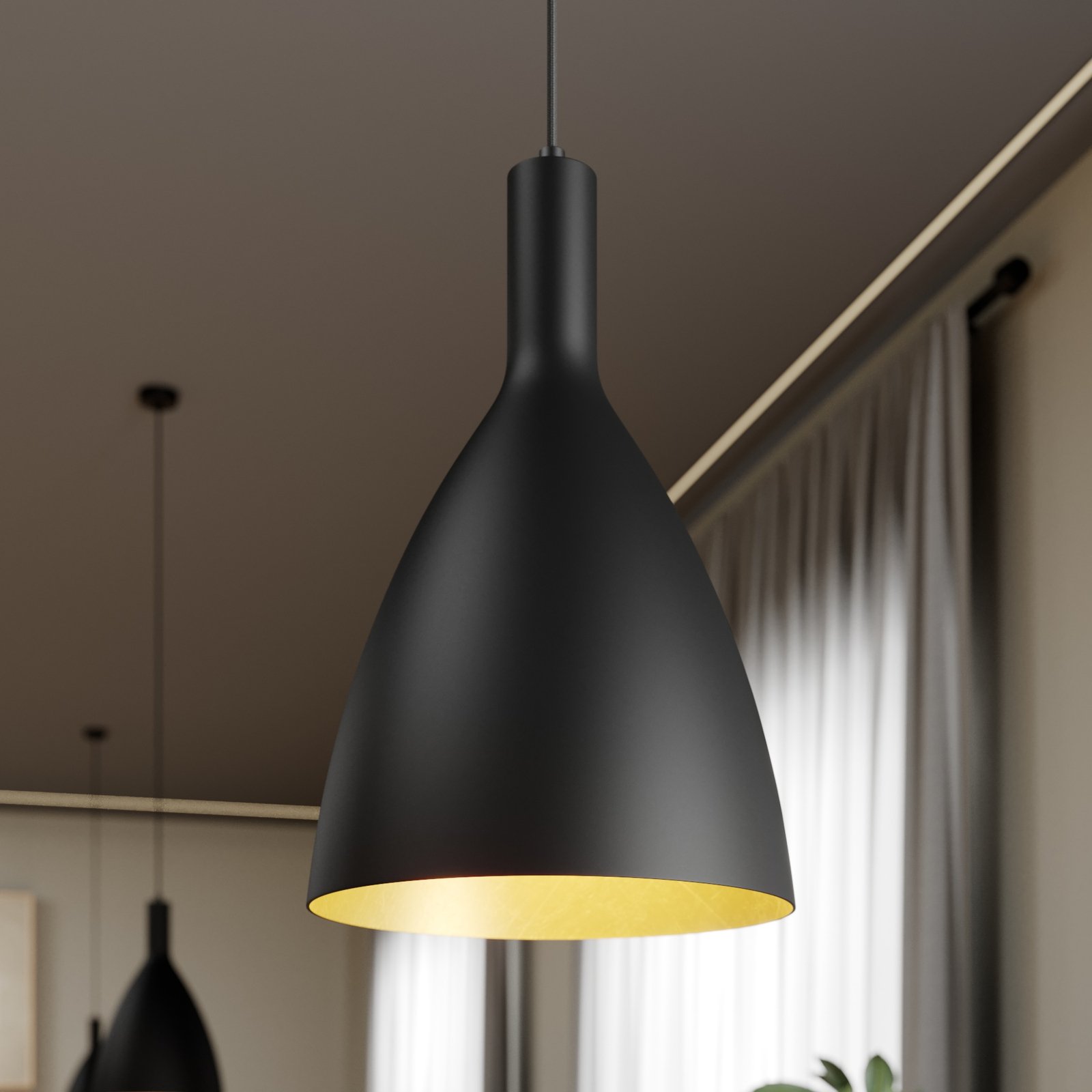 Arcchio Arthuria hanging lamp, 1-bulb black