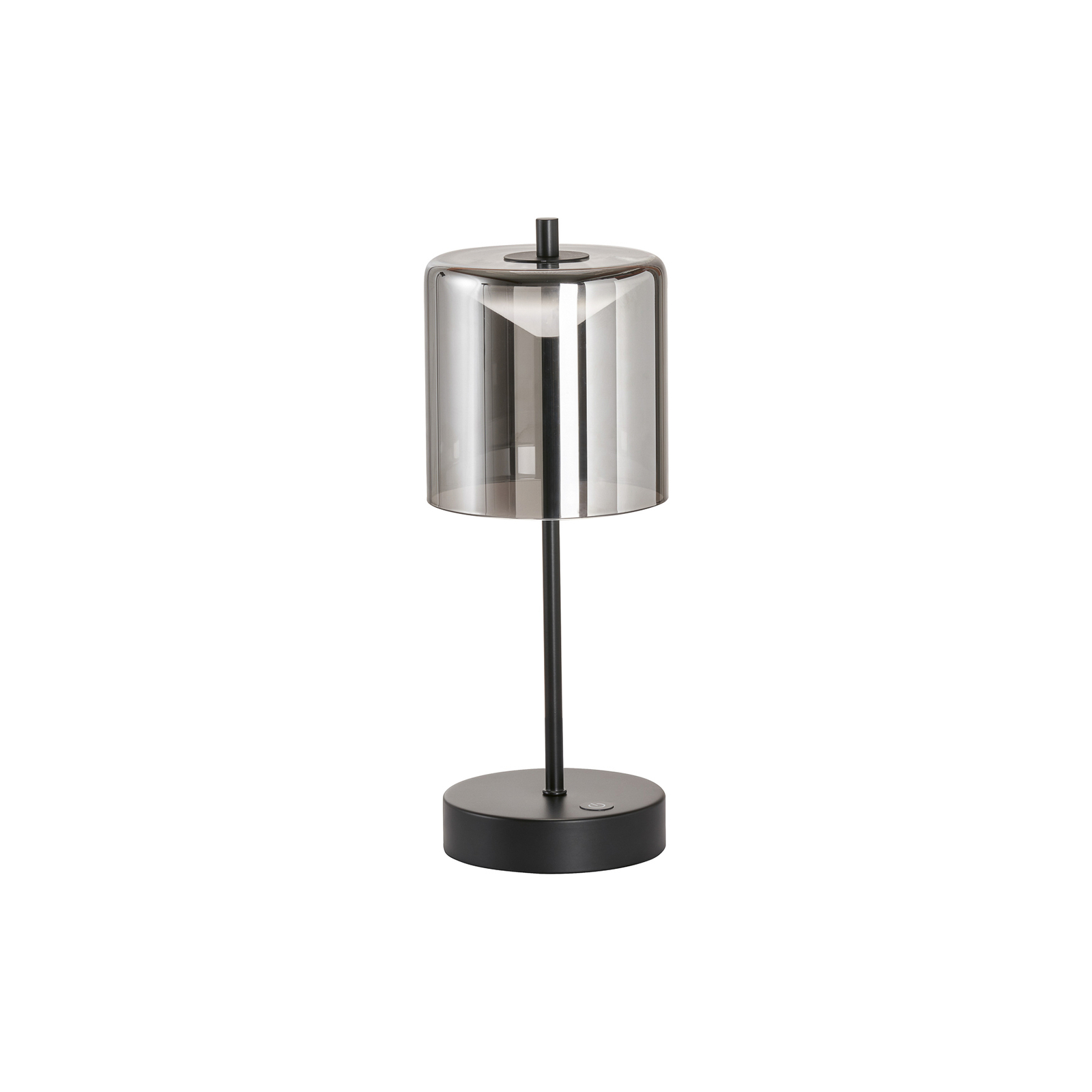 Lámpara de mesa LED recargable Riva negro/humo altura 34cm
