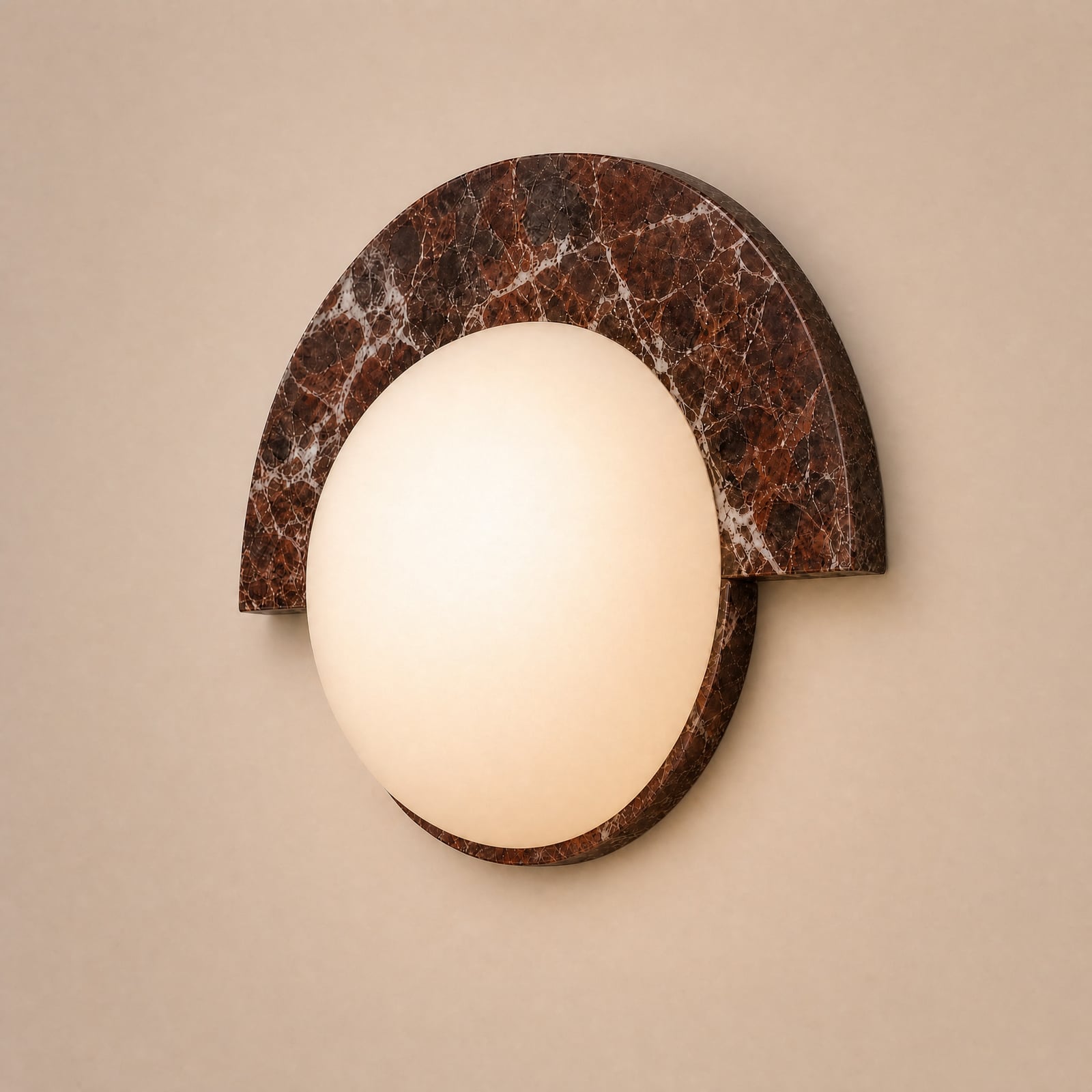 Lucande Larissa LED wall light, 28 cm, grey, marble, glass