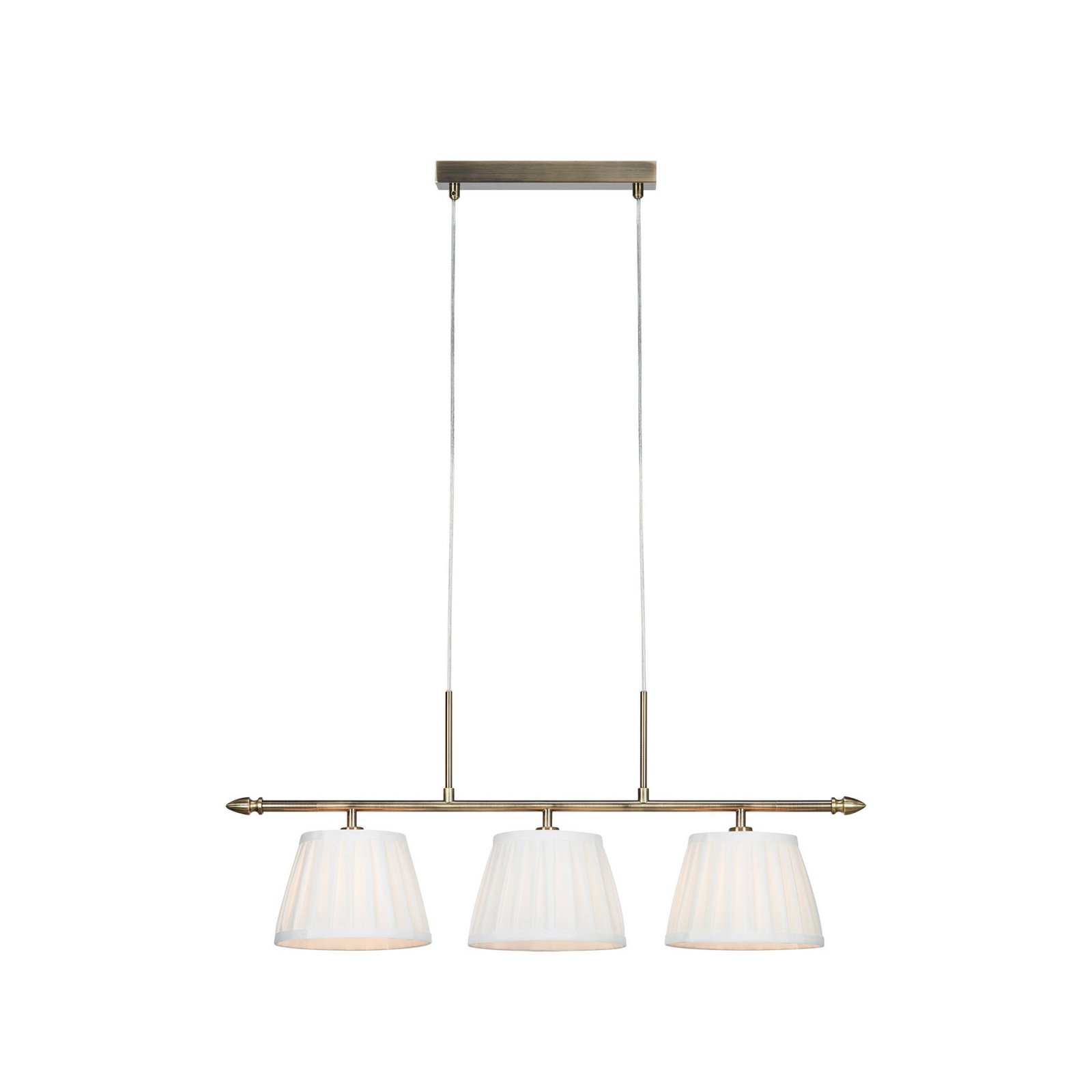Suspension Oxford, couleur laiton, longueur 83 cm, à 3 lampes.
