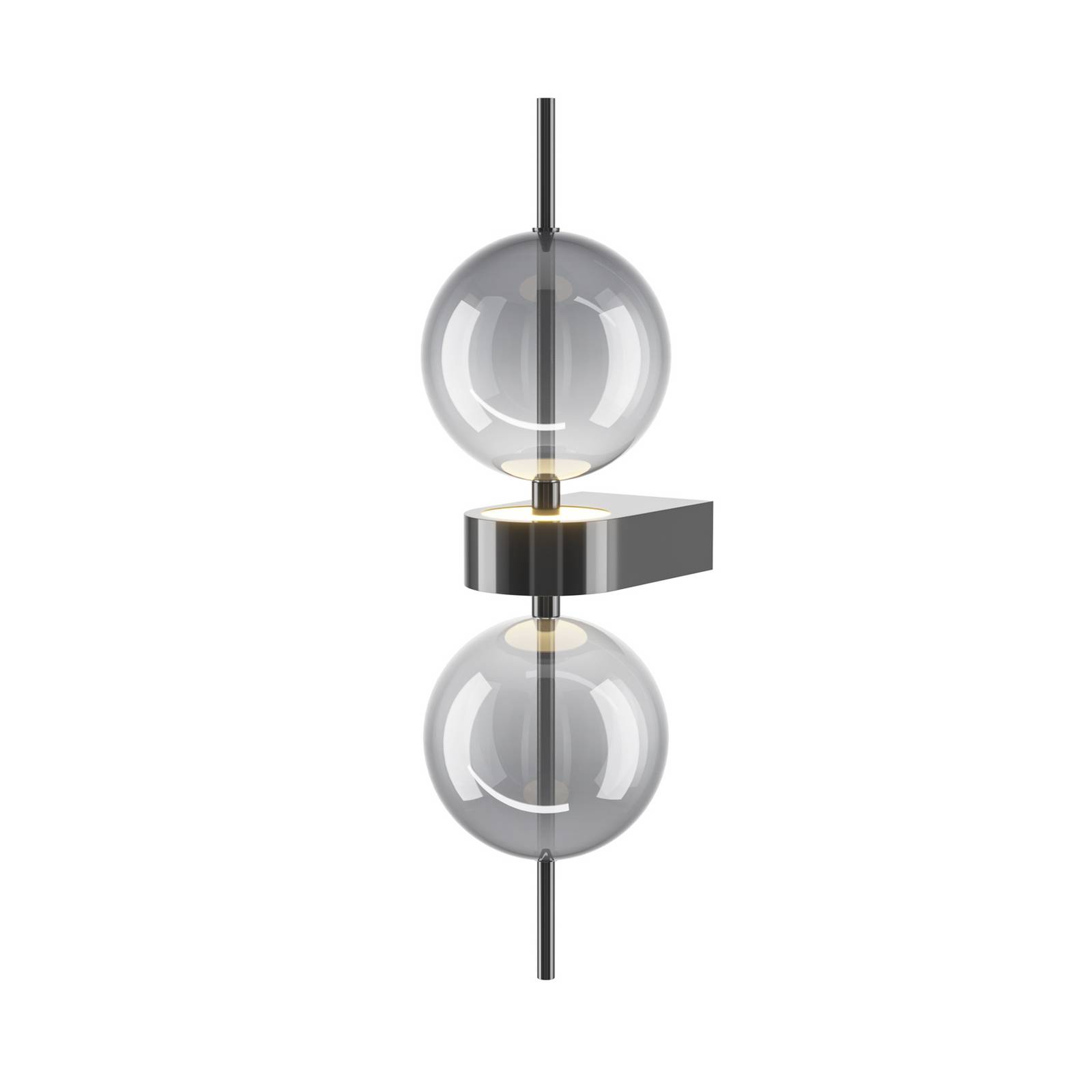 LED-Wandleuchte DOUBLE MOON, rauchgrau, Höhe 43 cm, Glas