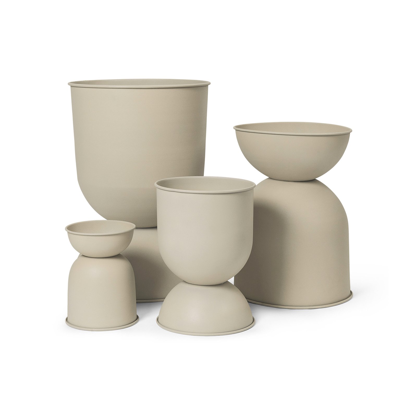 ferm LIVING Pot de fleurs Hourglass, beige, Ø 21 cm, réversible