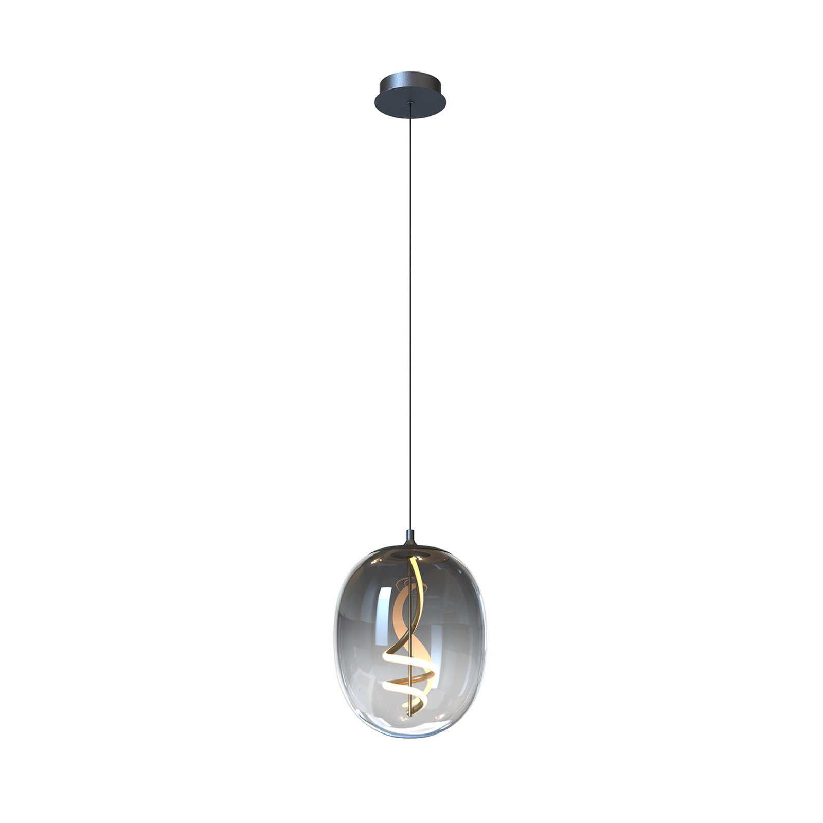 Suspension LED Lilly, verre, gris fumé, Ø 28 cm, 4000 K