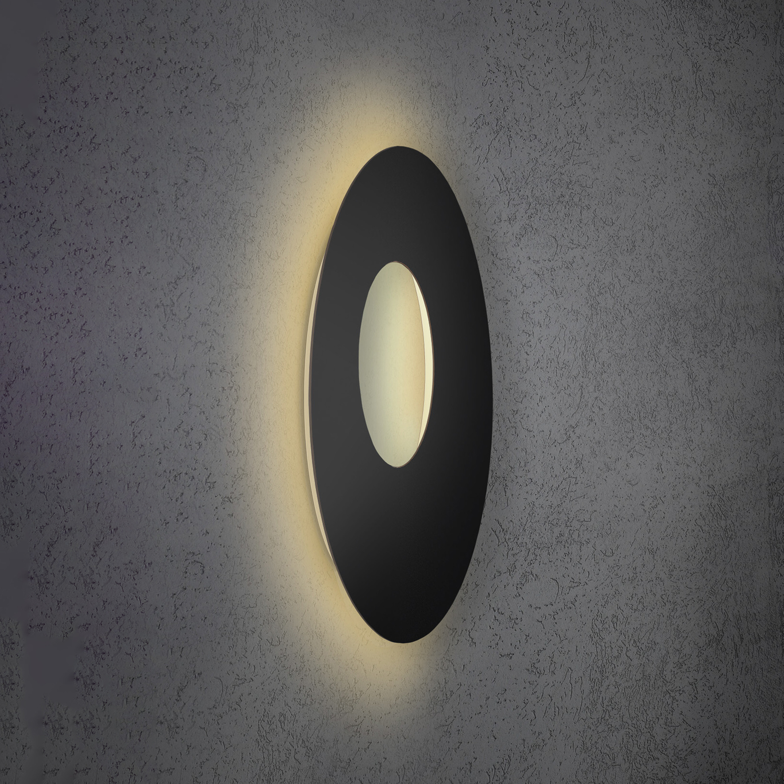 Escale Blade Open LED-vegglampe, svart, Ø 59 cm