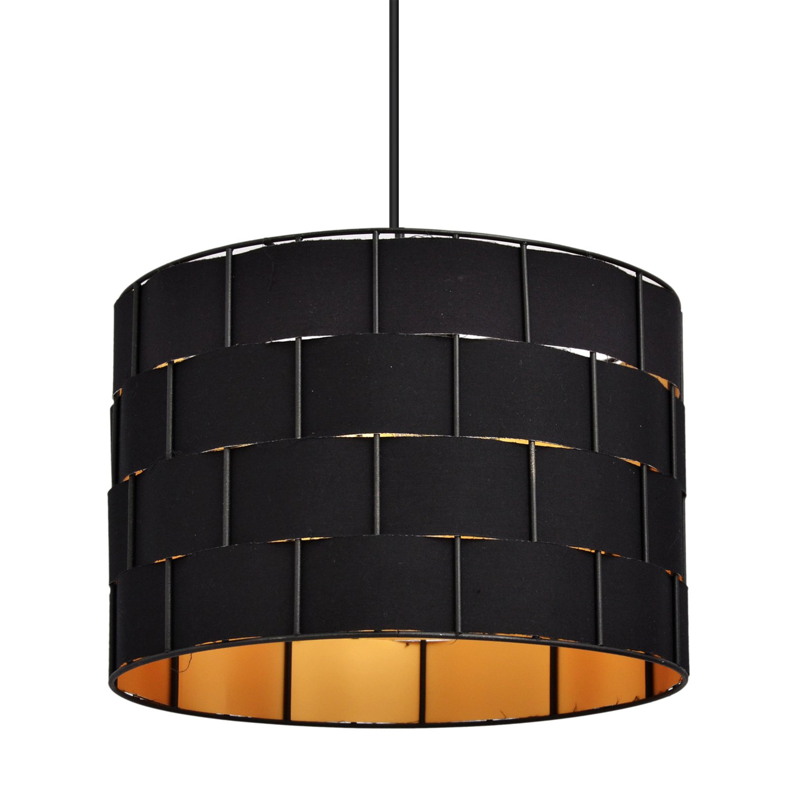 Lampă suspendată Atlanta, negru, Ø 30 cm, textil, E27