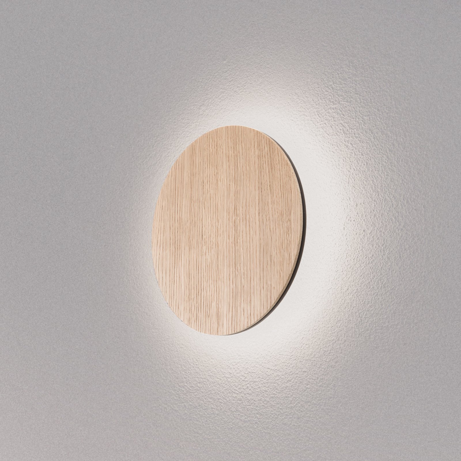 LED-Wandleuchte Orios, Holz, Ø 20 cm, indirekt strahlend