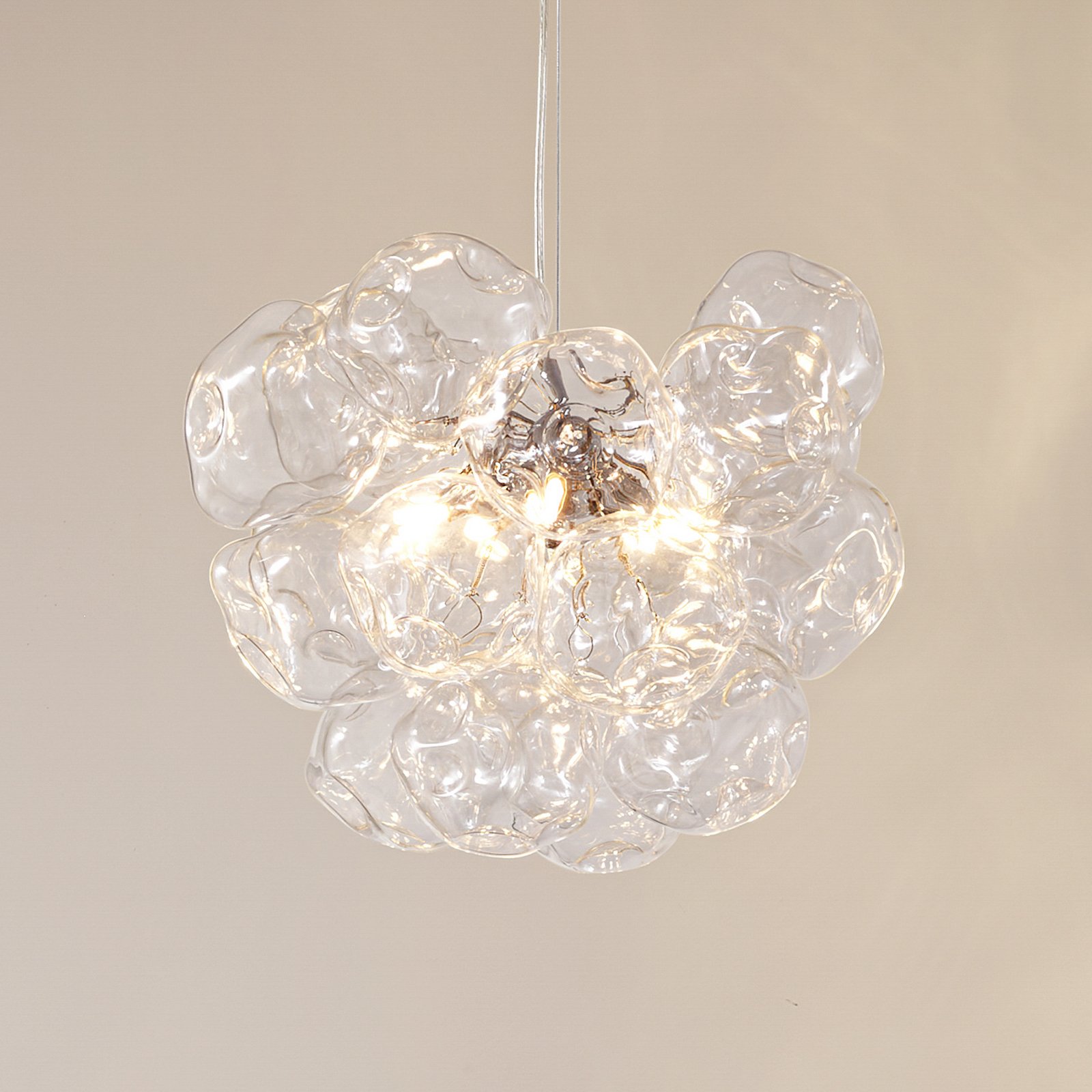 Lucande hanglamp Diborah, helder, Ø 43 cm, glas, G9