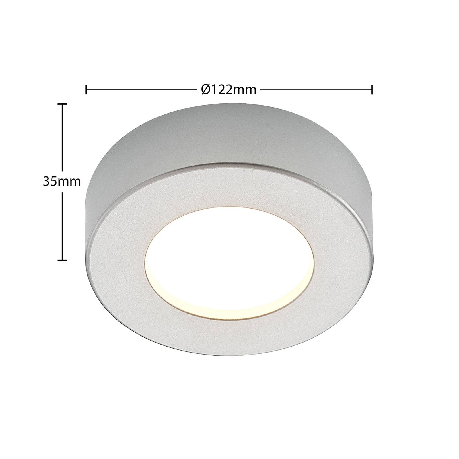 Prios lampa sufitowa LED Edwina, srebrna, 12,2 cm, ściemniana