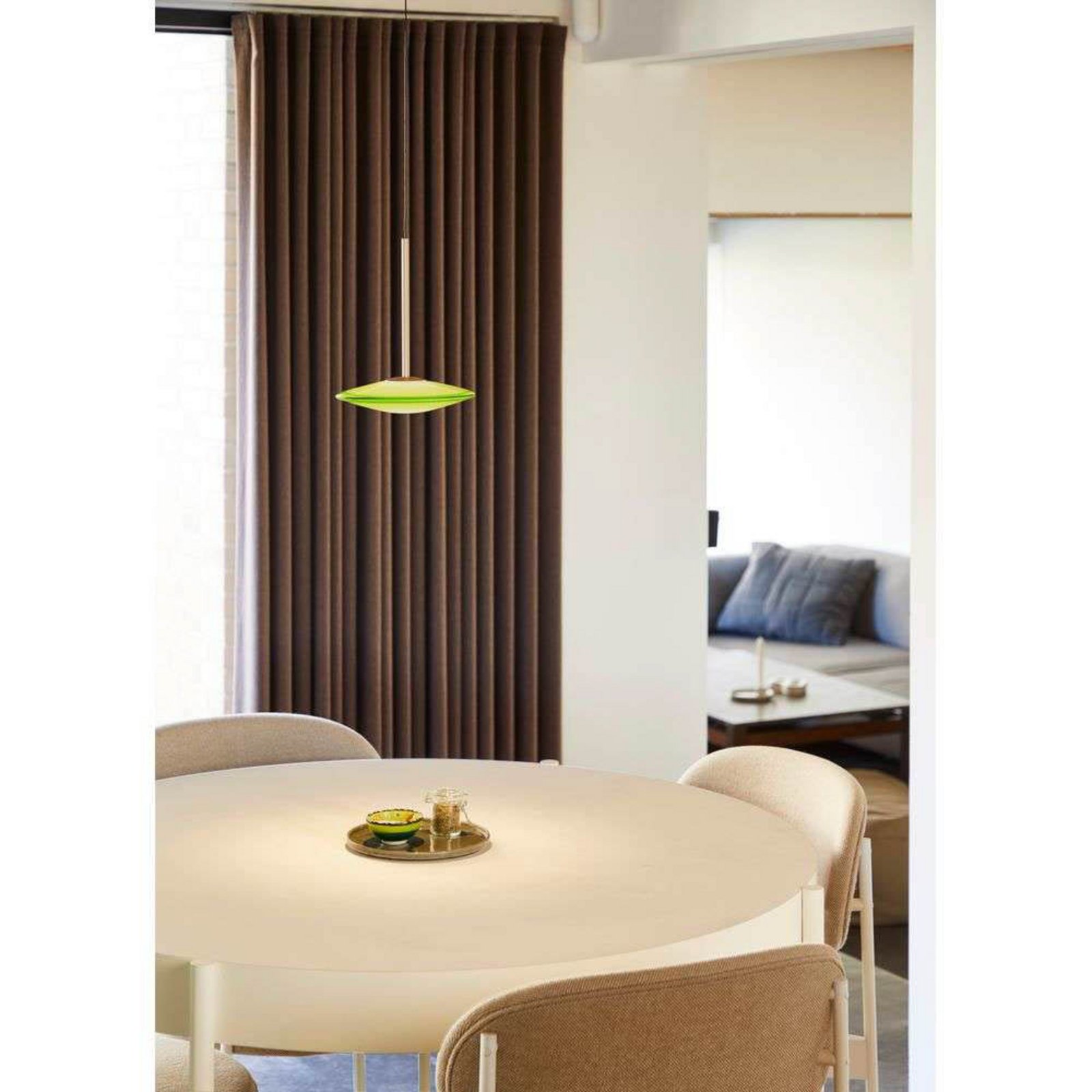 LOOM DESIGN lampada LED a sospensione a sospensione Solene, verde, vetro, Ø 20