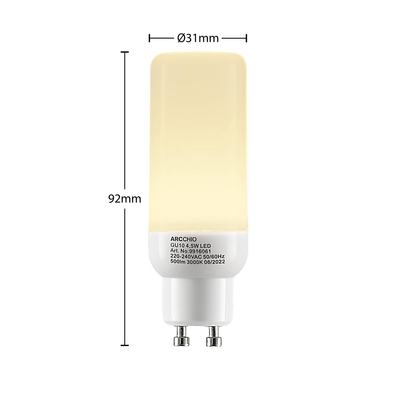 Arcchio LED-rørlampe GU10 4,5 W 3.000 K 3 stk