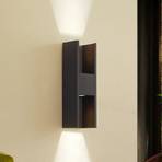 Lucande LED outdoor wall light Lavrin, black/marble, aluminium