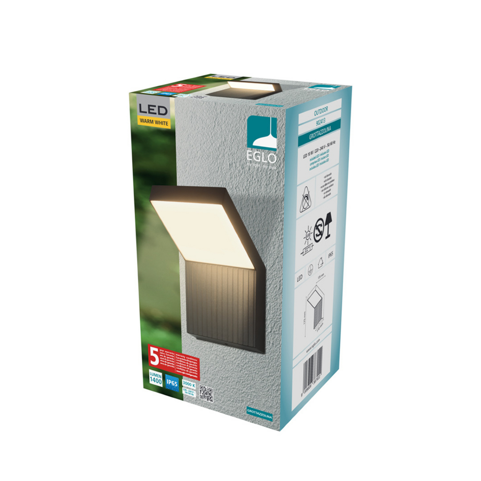 EGLO LED стенна лампа за външно осветление GROTTAZZOLINA, черна, 18 см, IP65