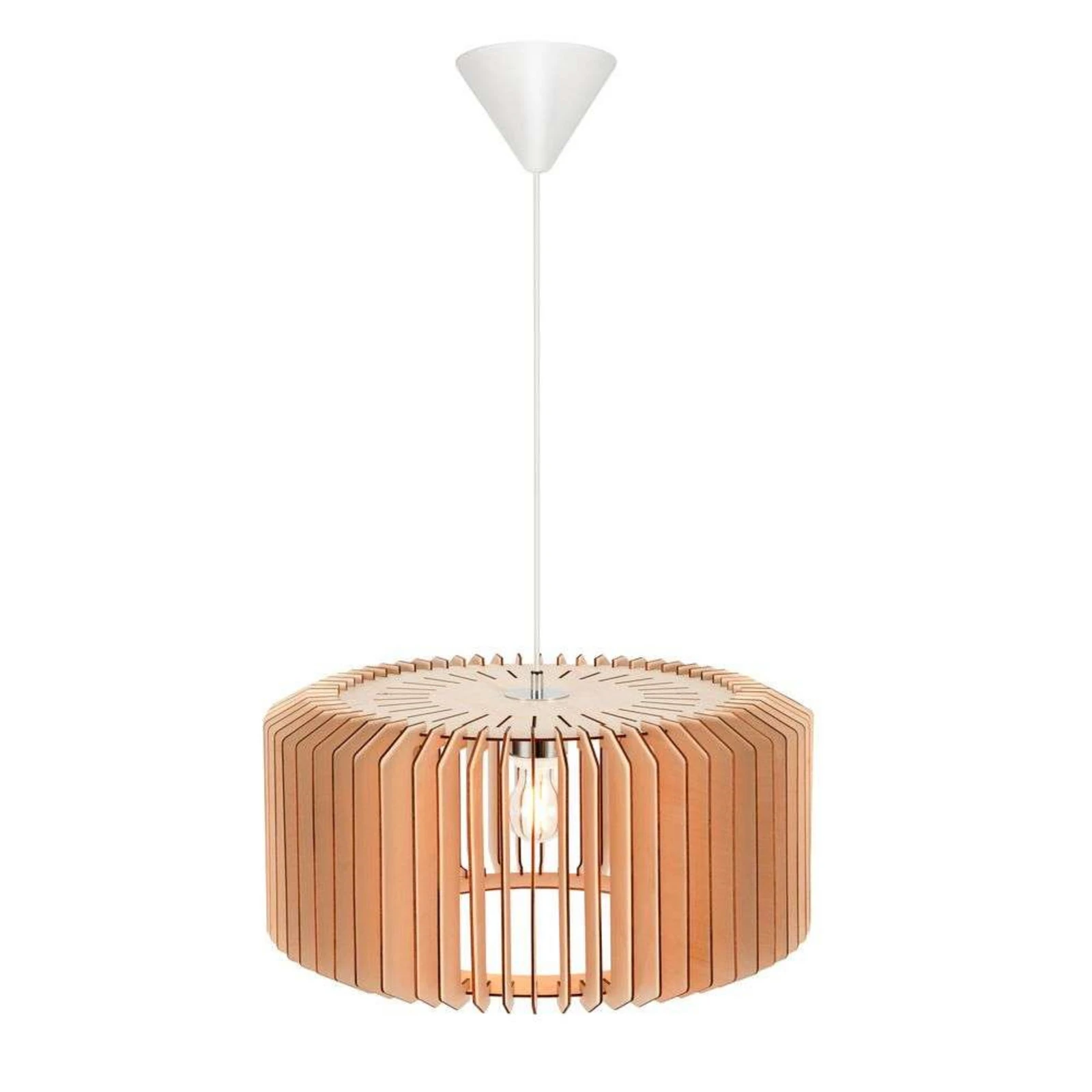 Viseća svjetiljka Asti 50 od drvenih letvica visine 25 cm
