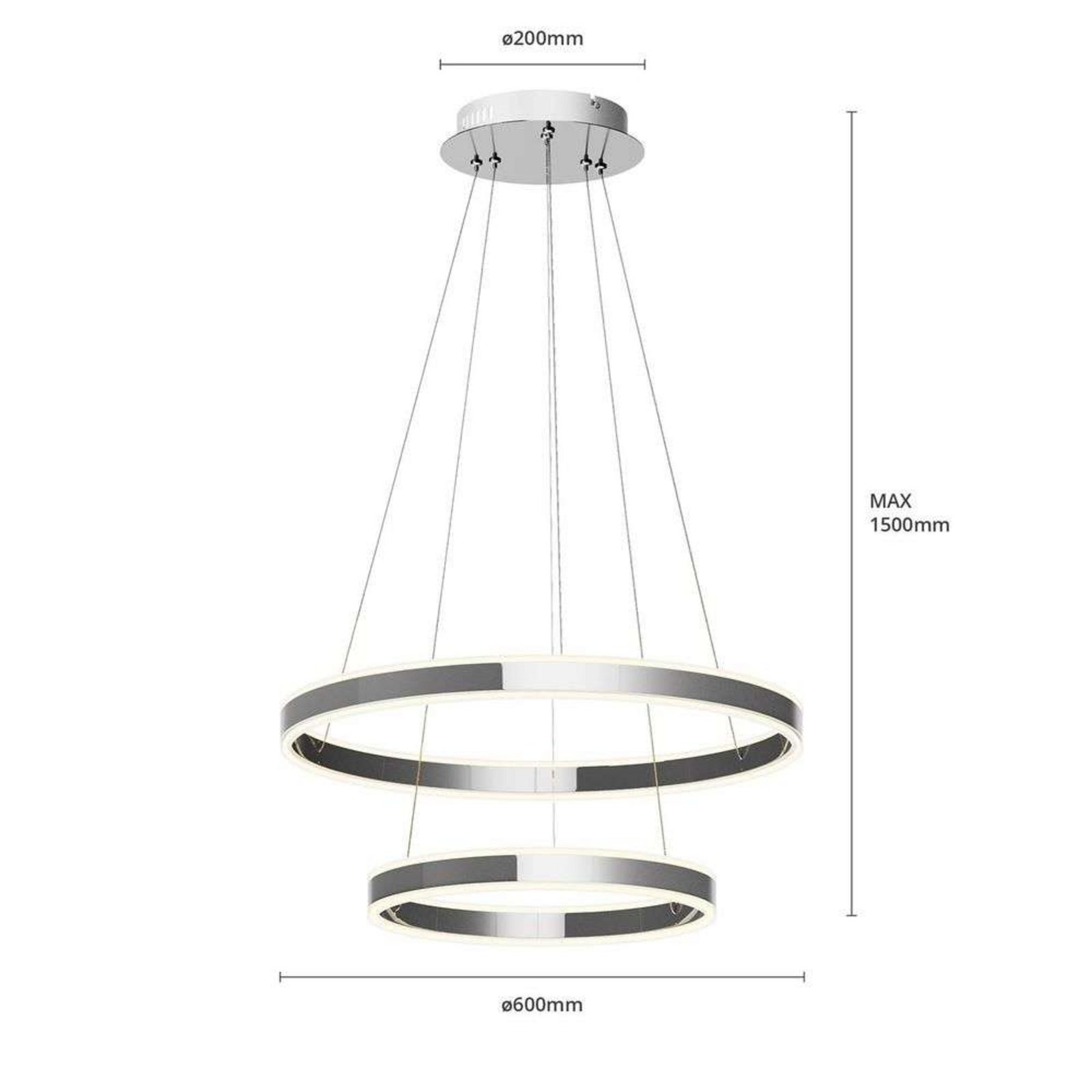 Lyani 2 Lustră Pendul Ø60 Chrome/White - Lucande