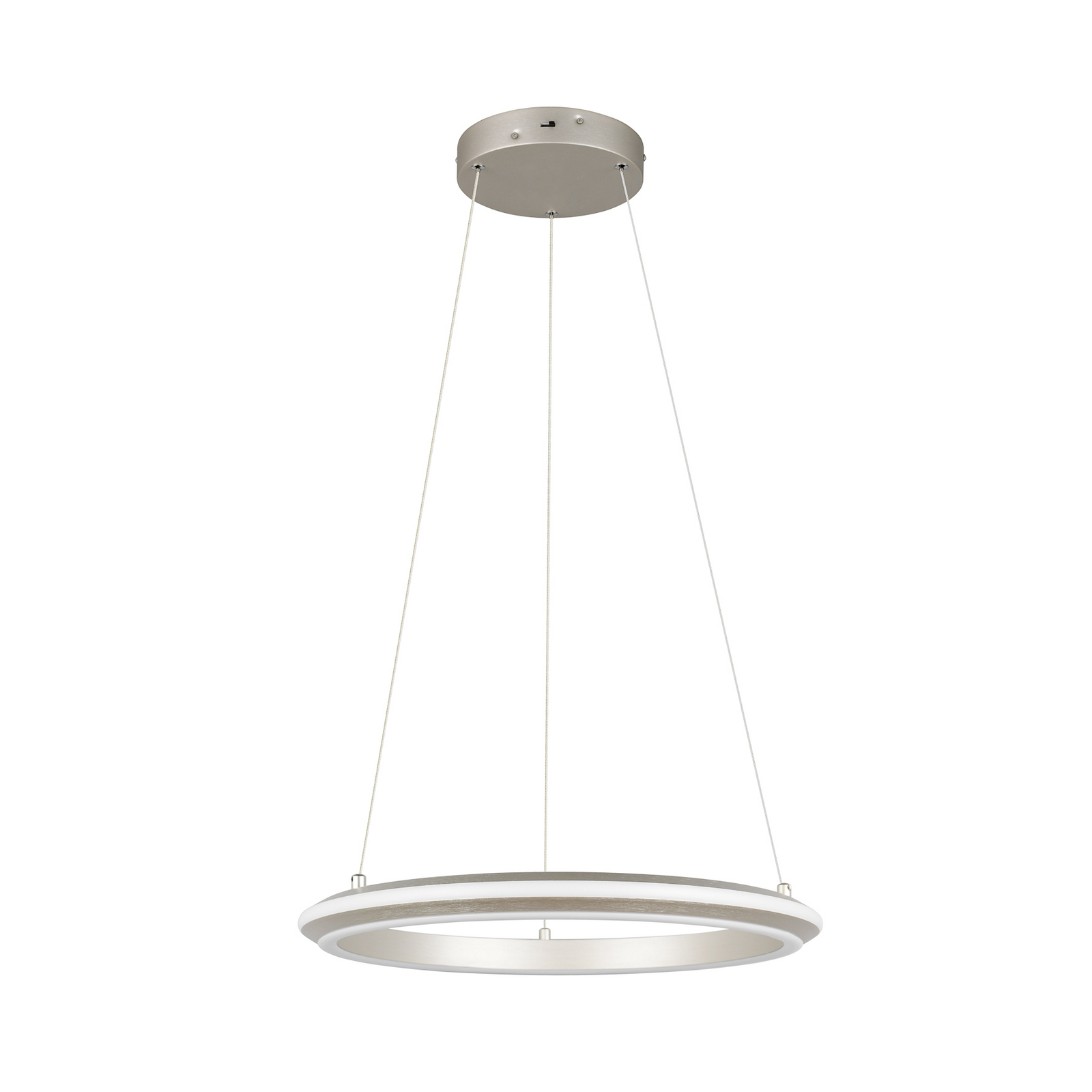 LED pakabinama lempa „Amador“, Ø 45 cm, nikelio spalvos, metalas, CCT