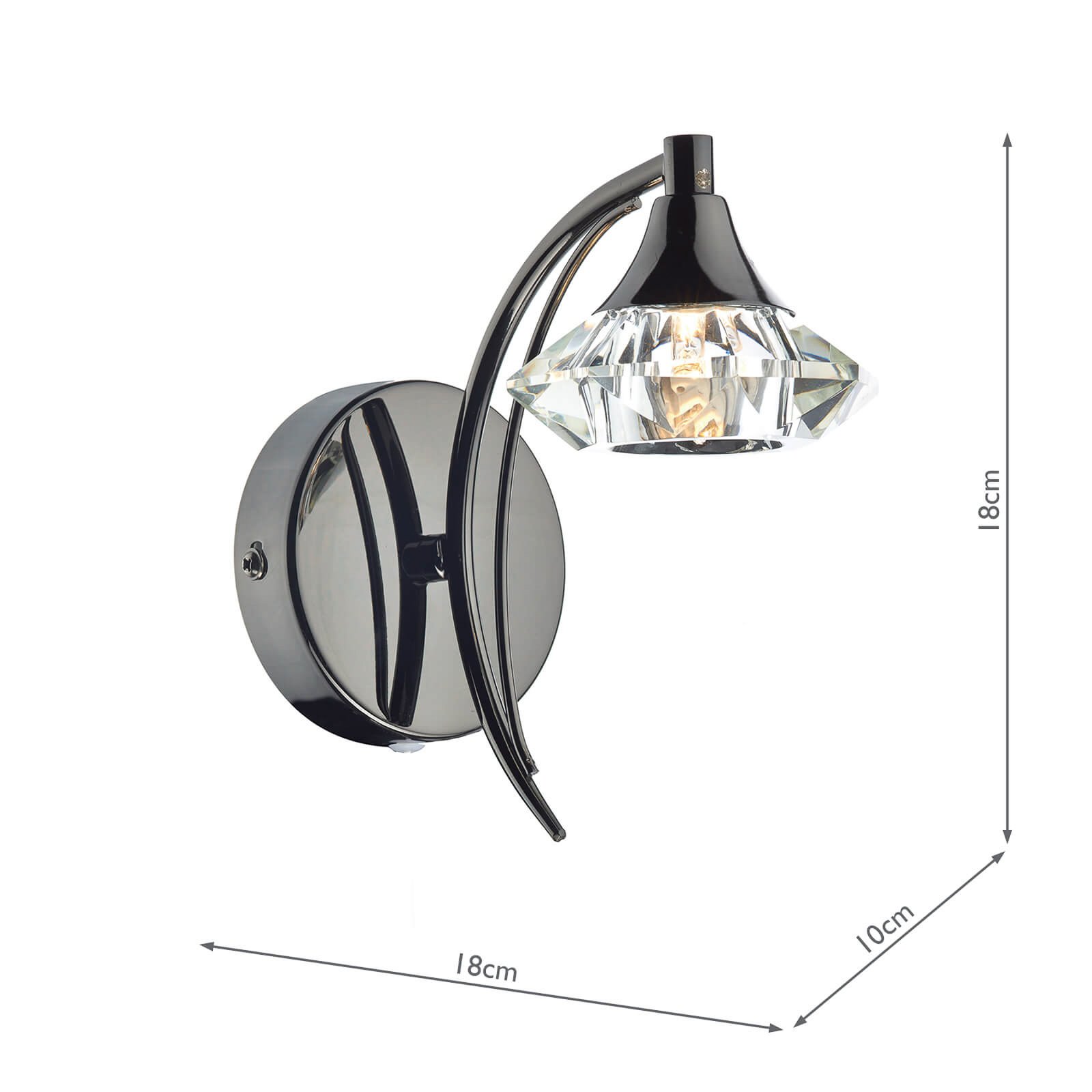 Luther wall light with crystal, black-chrome