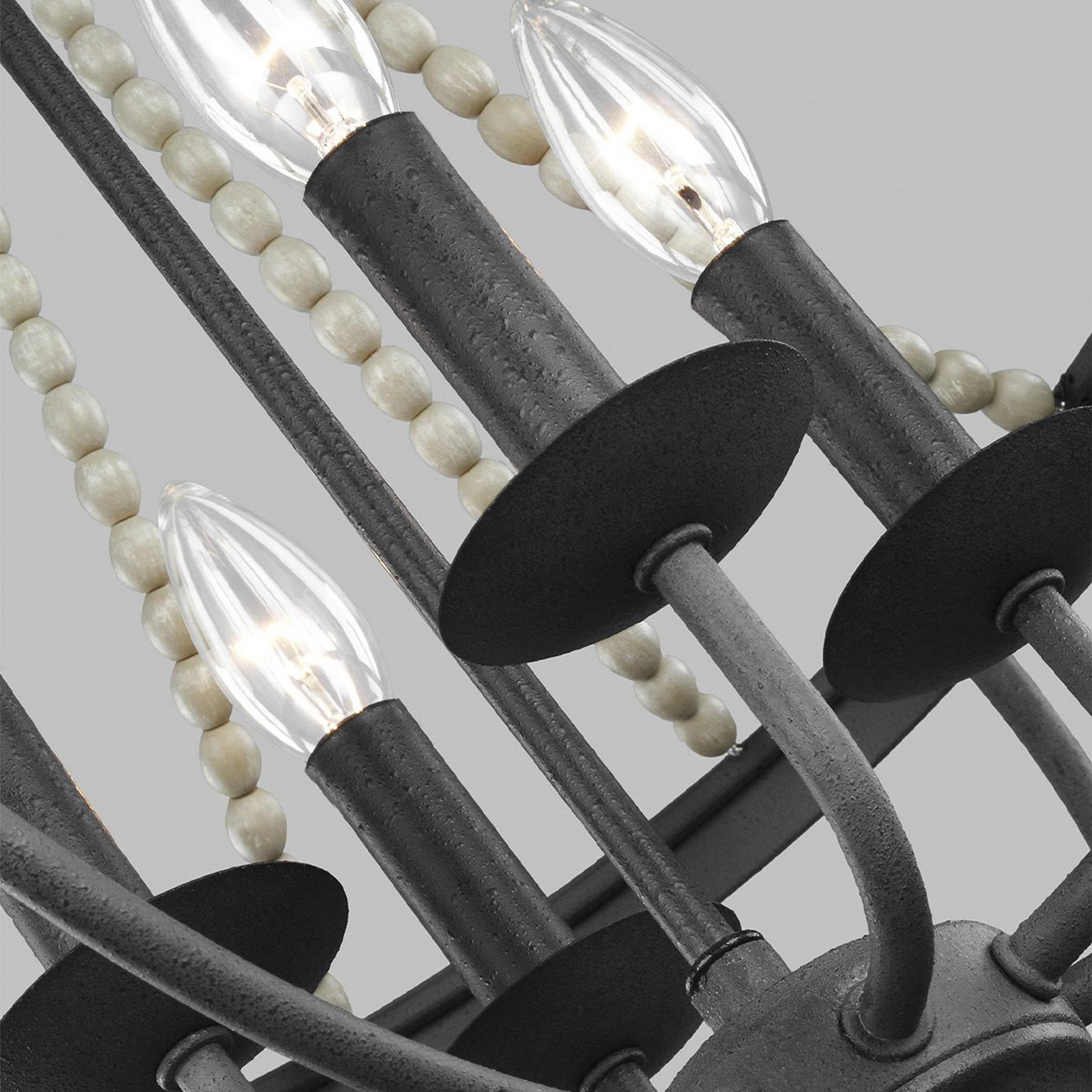 FEISS Nori candelabru 4 becuri - Camera de zi / sufragerie - Antichitate - zinc antichizat gri - Metal