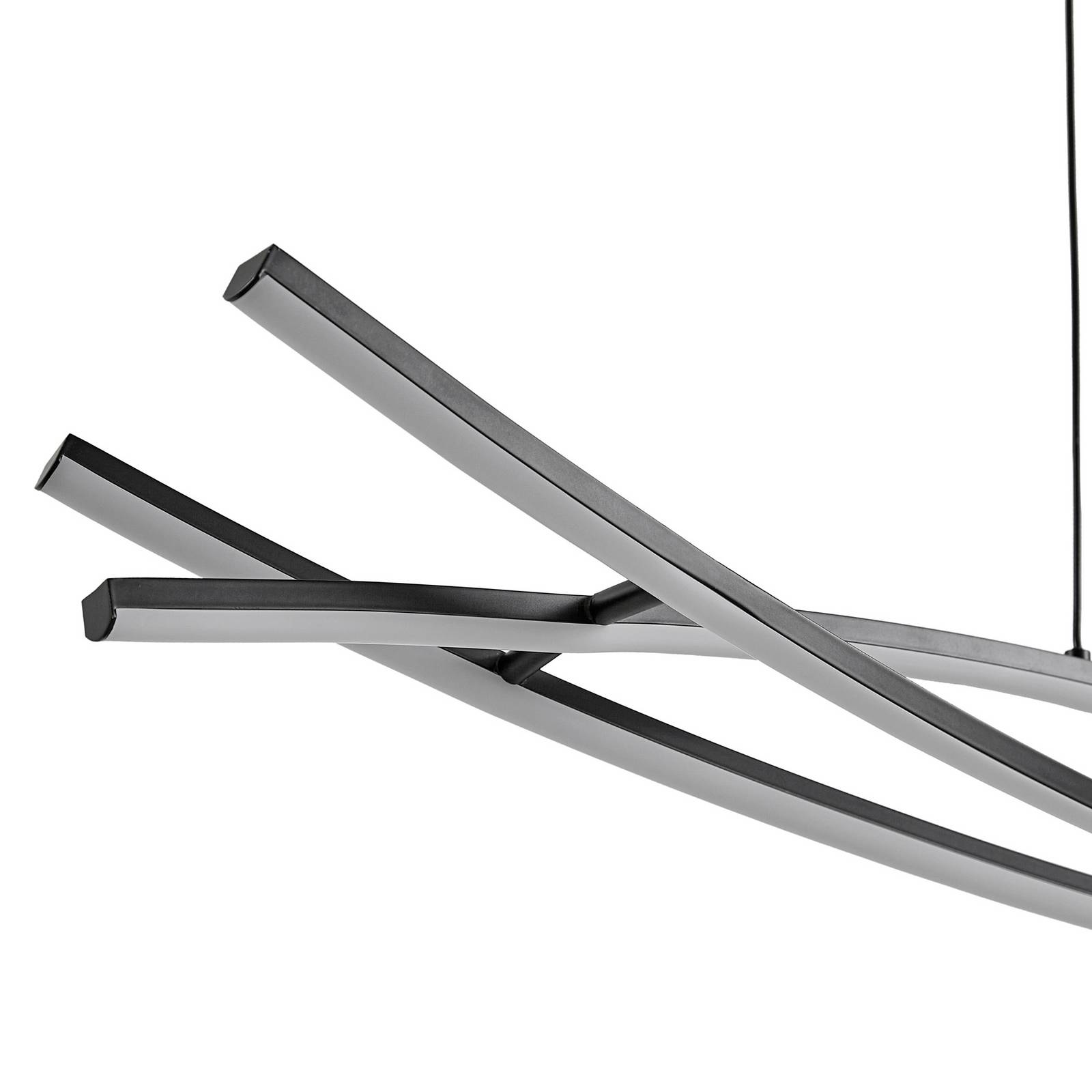 Lucande żyrandol LED Sayori, 98 cm, czarna, ściemniany
