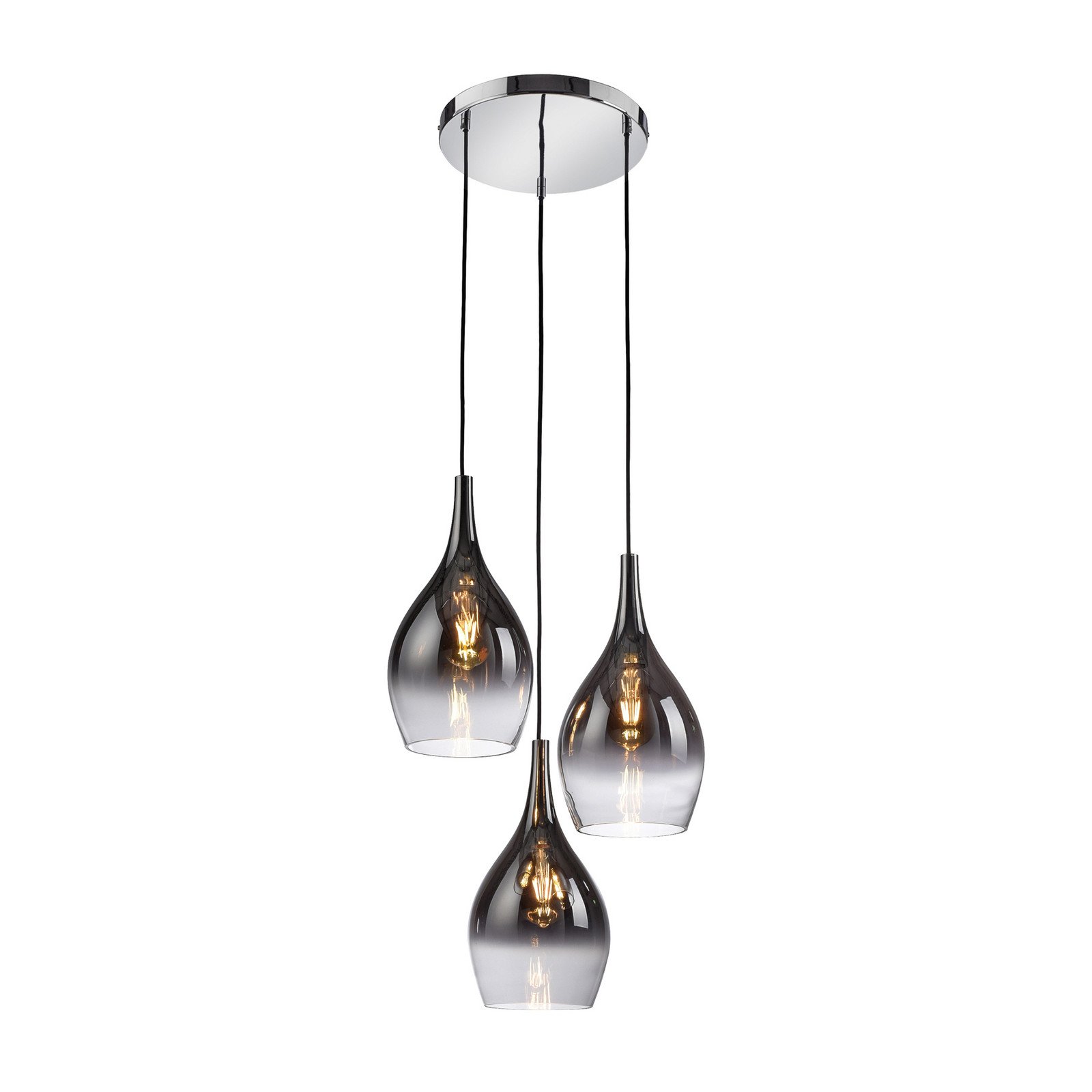 Paul Neuhaus lampă suspendată Pilua gri fum sticlă 30cm 3 becuri. - Camera de zi / sufragerie - modern - gri fum crom