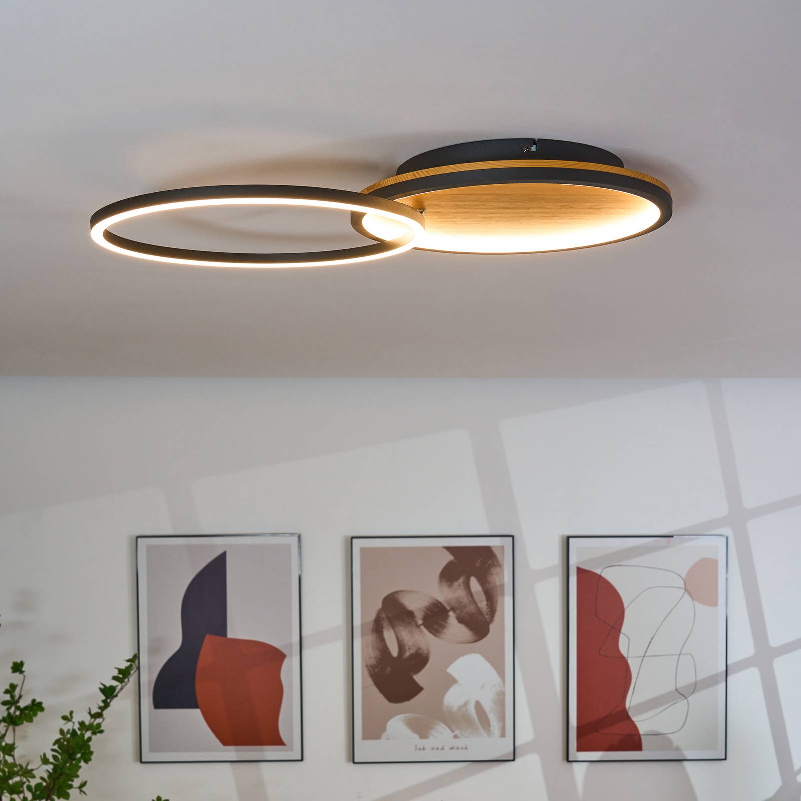 E-shop Kiru LED stropné svietidlo, borovica, dĺžka 63,2 cm, drevo