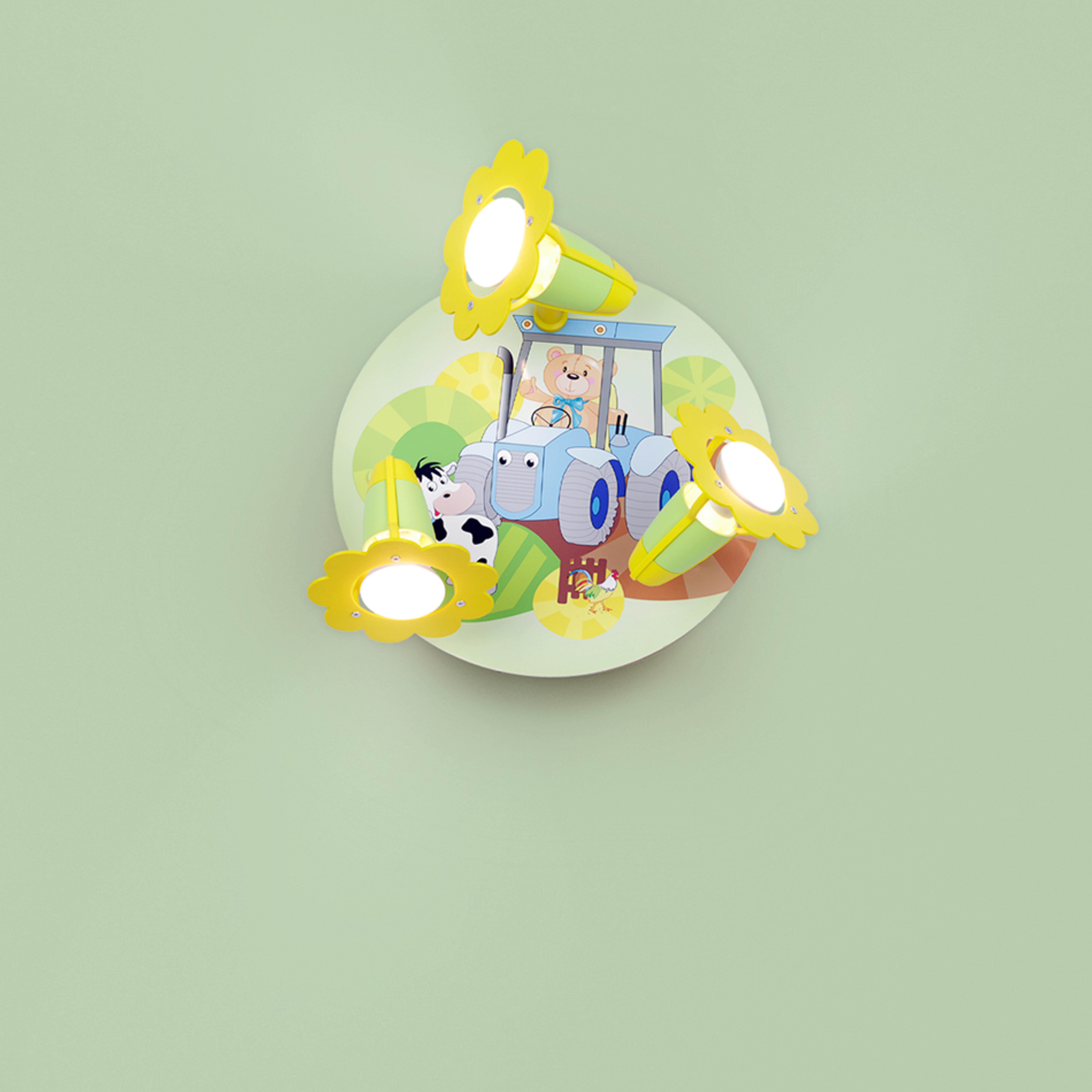 Traktora griestu gaismeklis ar fermas motīvu