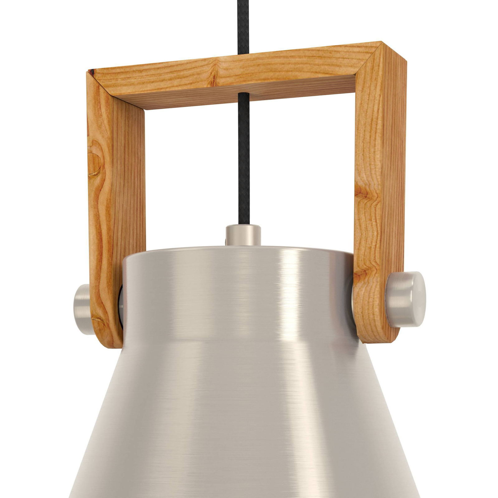 Lampă suspendată Cawton, Ø 16 cm, oțel/maro, oțel/lemn