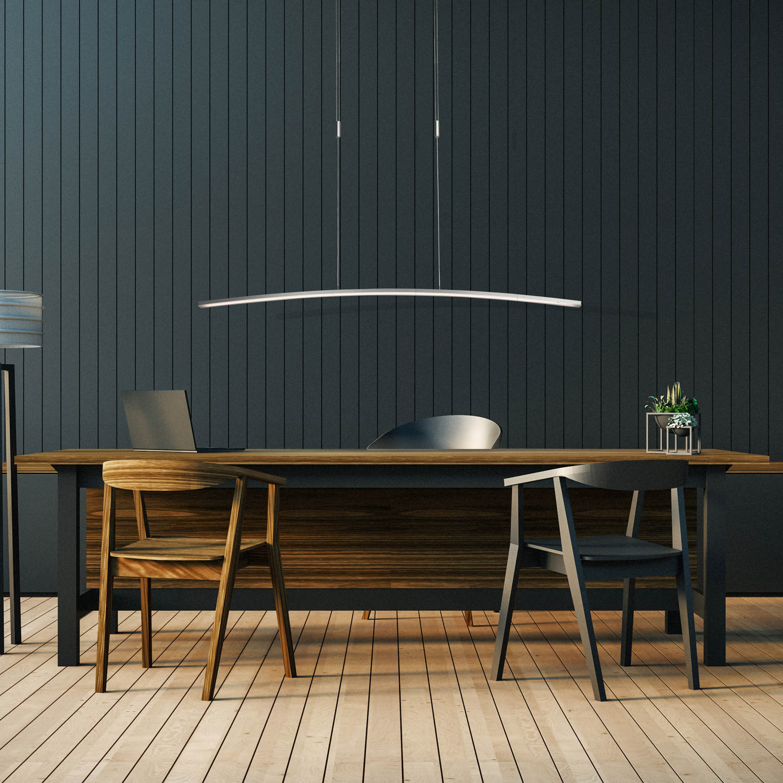 Bopp Arcado LED hanging light dim, CCT, aluminium