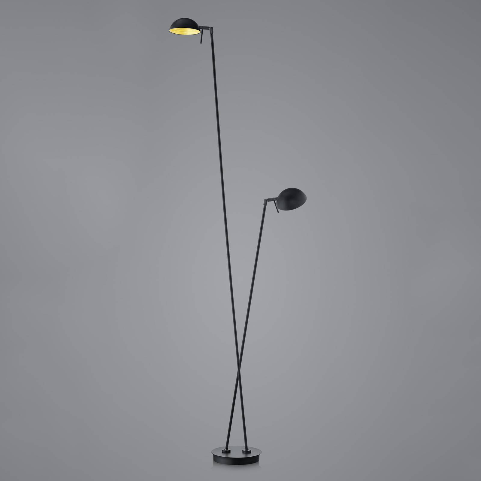 LED-gulvlampe Samy 2-lys 180cm svart/gull