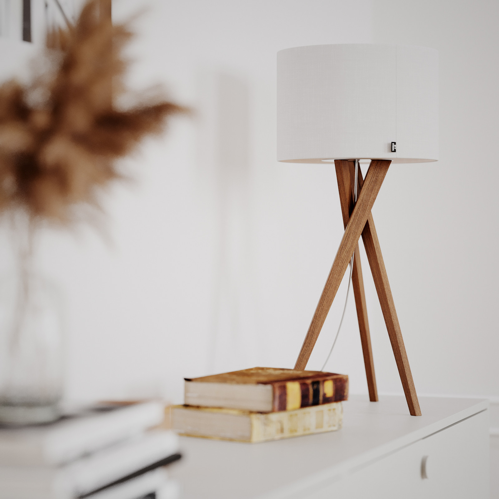 By Rydéns Lampa de masă Vega de la Rydens stejar/alb 55 cm lemn textil - Camera de zi / sufragerie - stejar alb