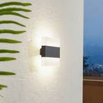 Lindby LED luminária de parede exterior Branor, alumínio, cinzento escuro,