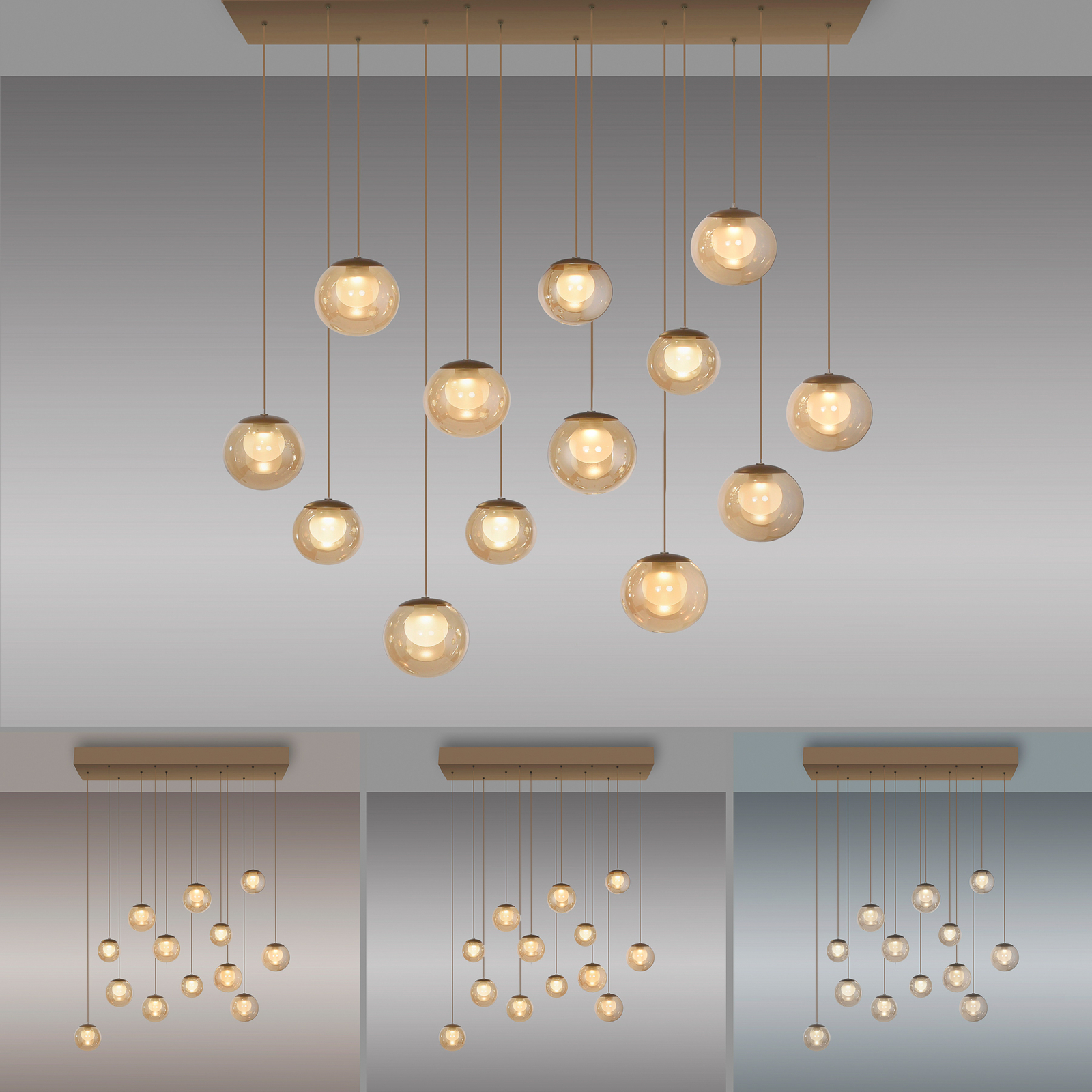 PURE LED piekaramā lampa Popup, bronza/dzintara krāsa, garums 100 cm, 13