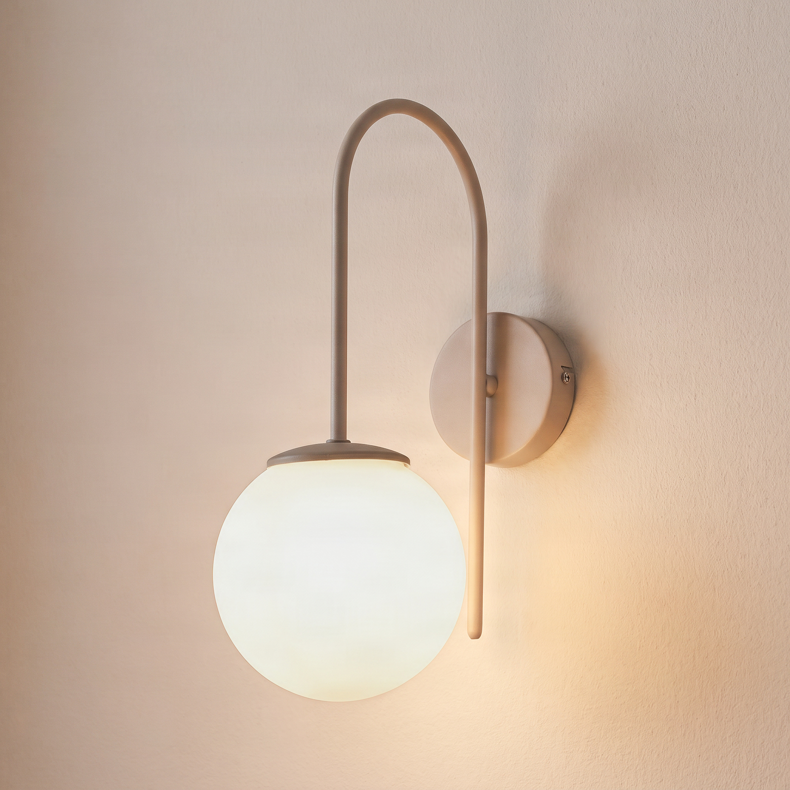 Candeeiro de parede Cambridge, bege, altura 34 cm, metal/vidro, E14