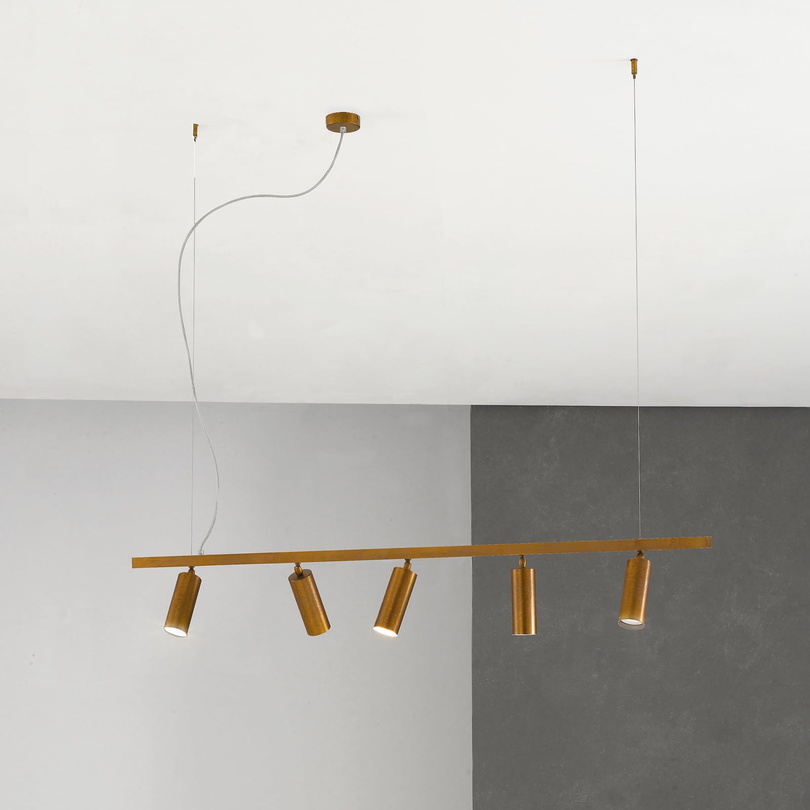 Pendant light 7531, burnished brass, 5-bulb, GU10