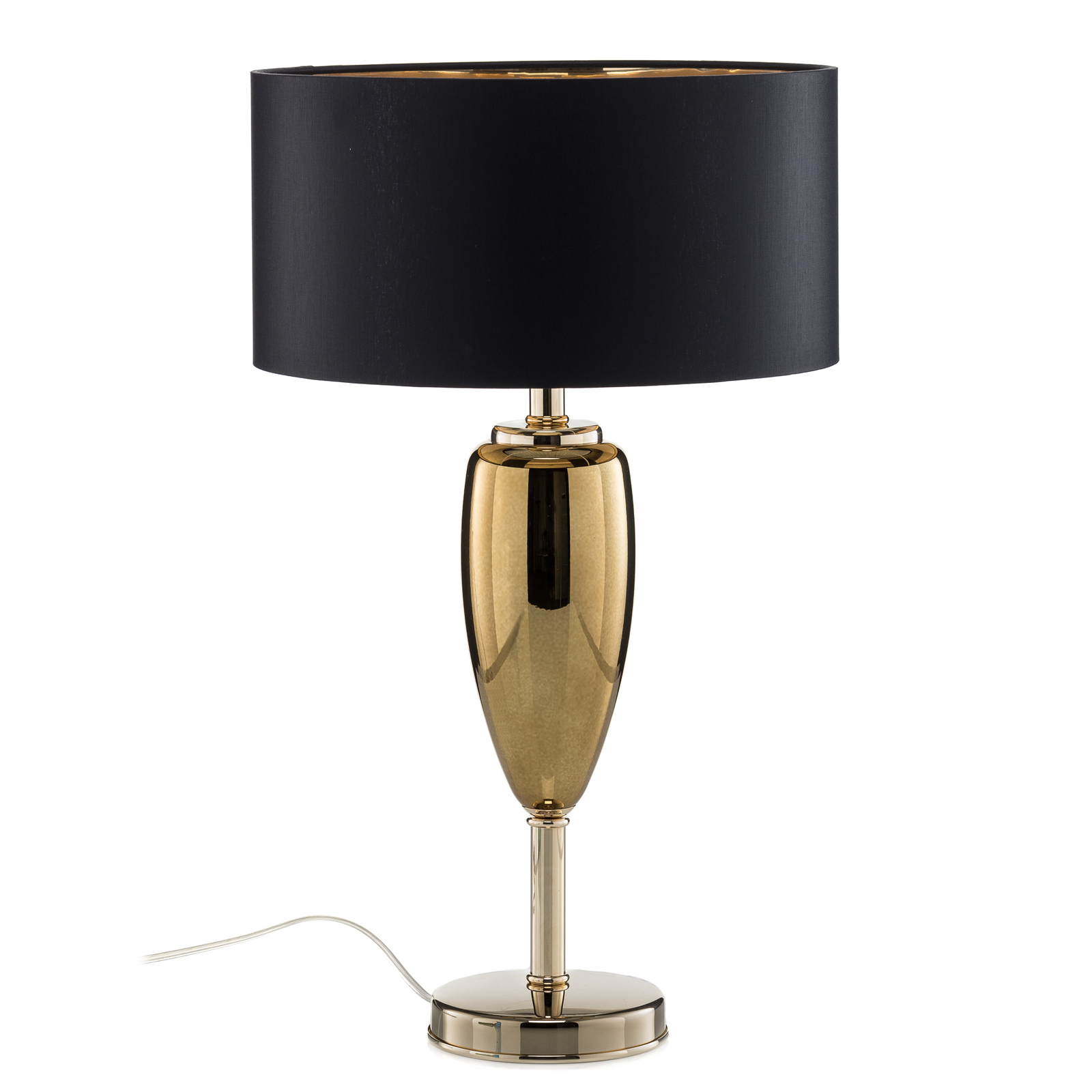 Pokaż Ogiva - czarno-złota tekstylna lampa stołowa