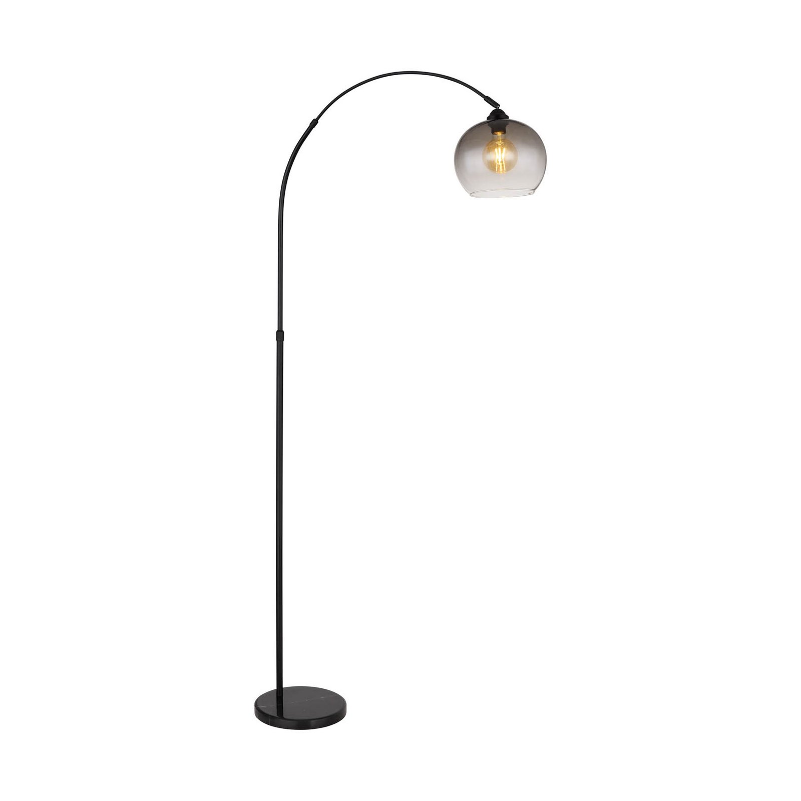 Newcastle golvlampa, höjd 196 cm, svart matt/rökgrå