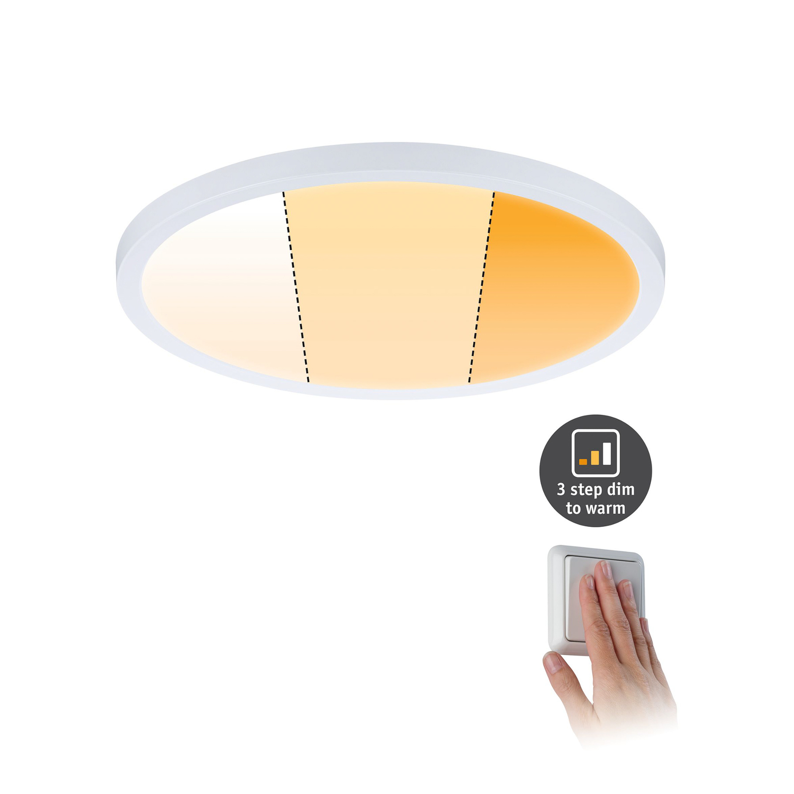 Paulmann LED-Panel Areo rund 3-Step dim-to-warm