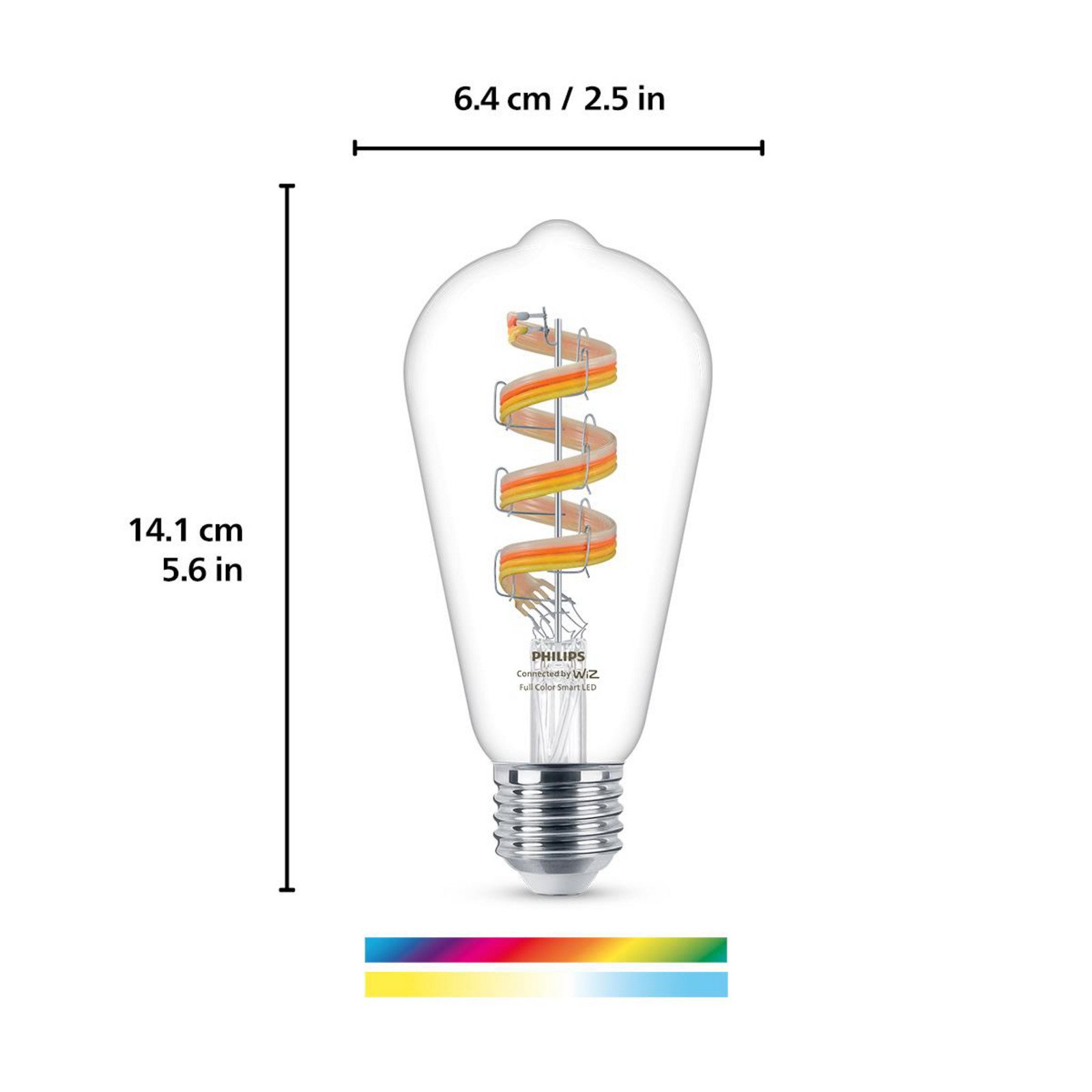 WiZ ST64 bec cu filament LED WiFi E27 63W RGBW - Sticlă