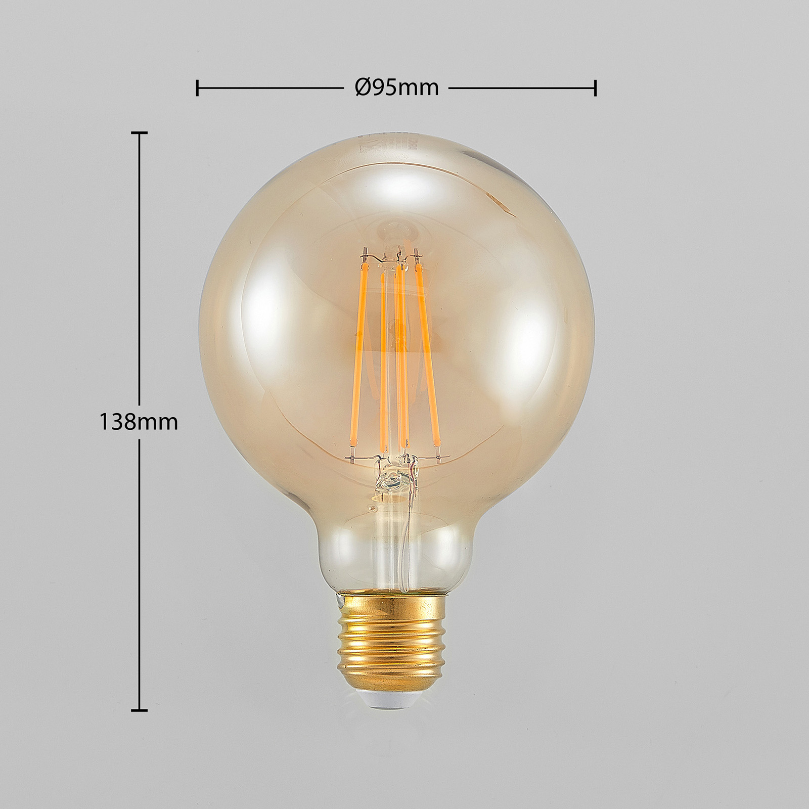toevoegen Loodgieter metgezel LED lamp E27 G95 6,5W 2.500K amber 3-step-dimmer | Lampen24.nl