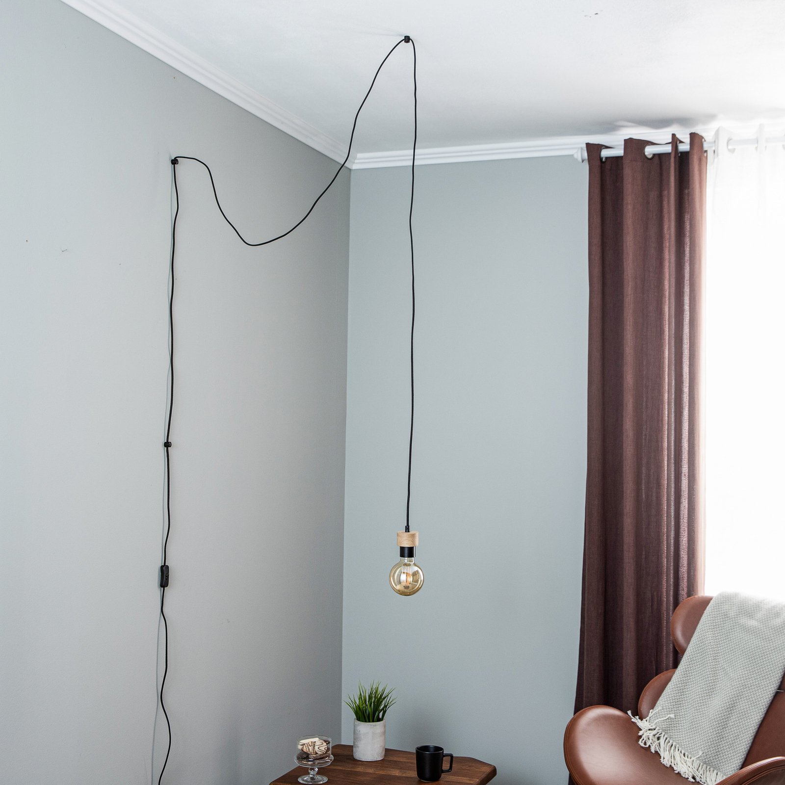 Envostar Merlo hanging light with a plug, 1-bulb