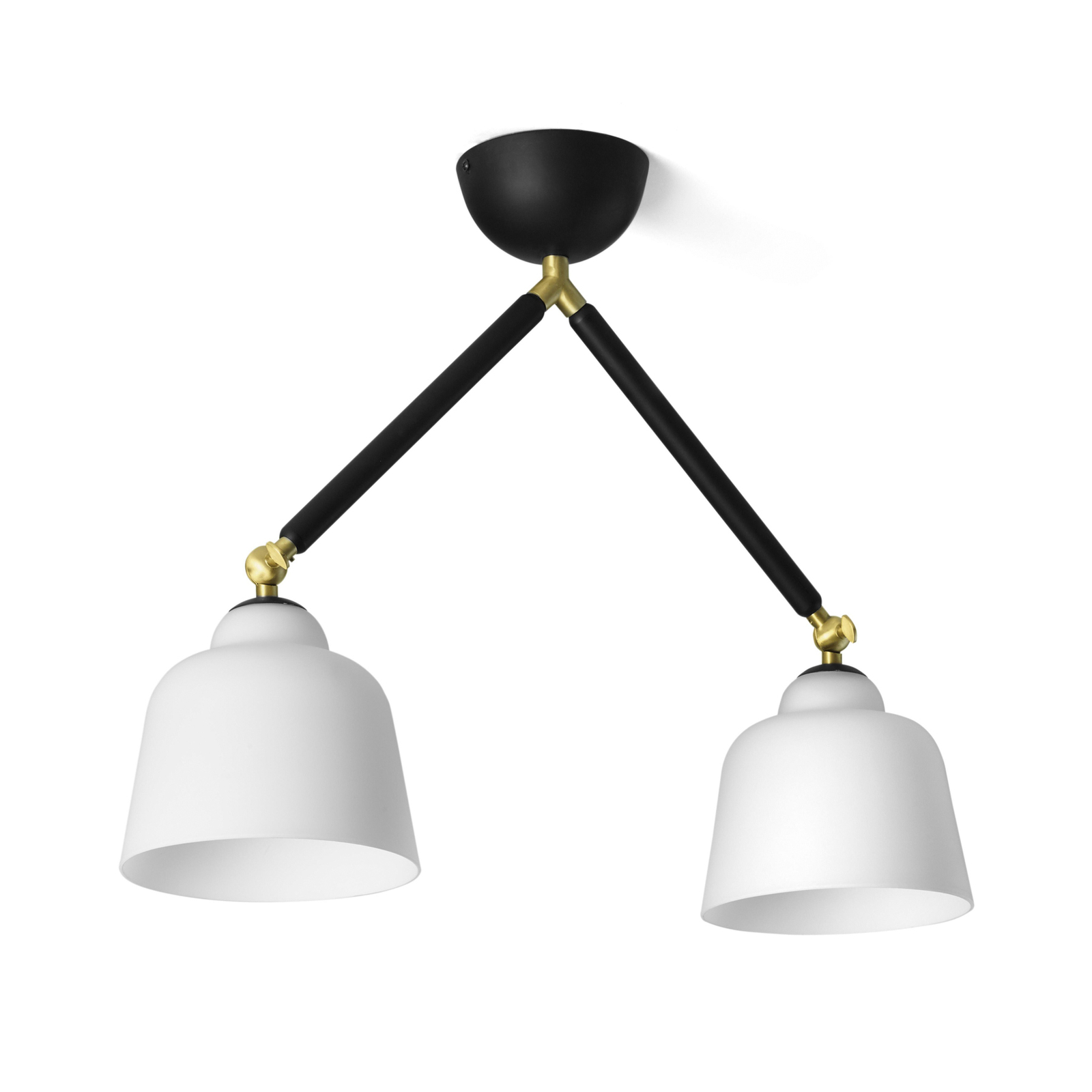 Neoretro ceiling light, 2-bulb, black/milky, joints