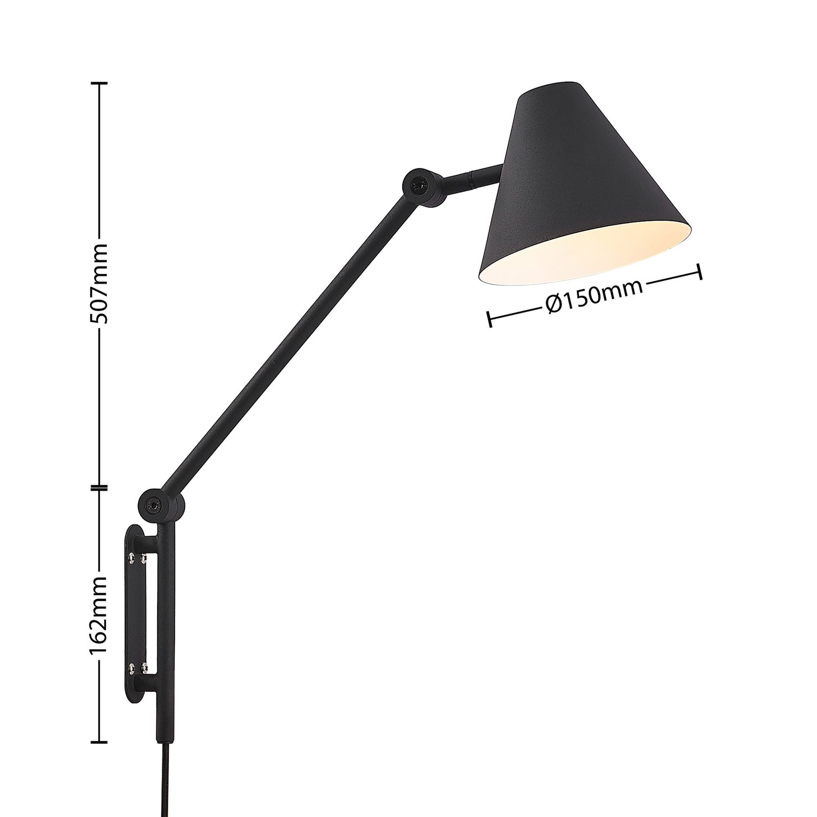 Lucande Phina wandlamp, uittrekbaar 50,7 cm