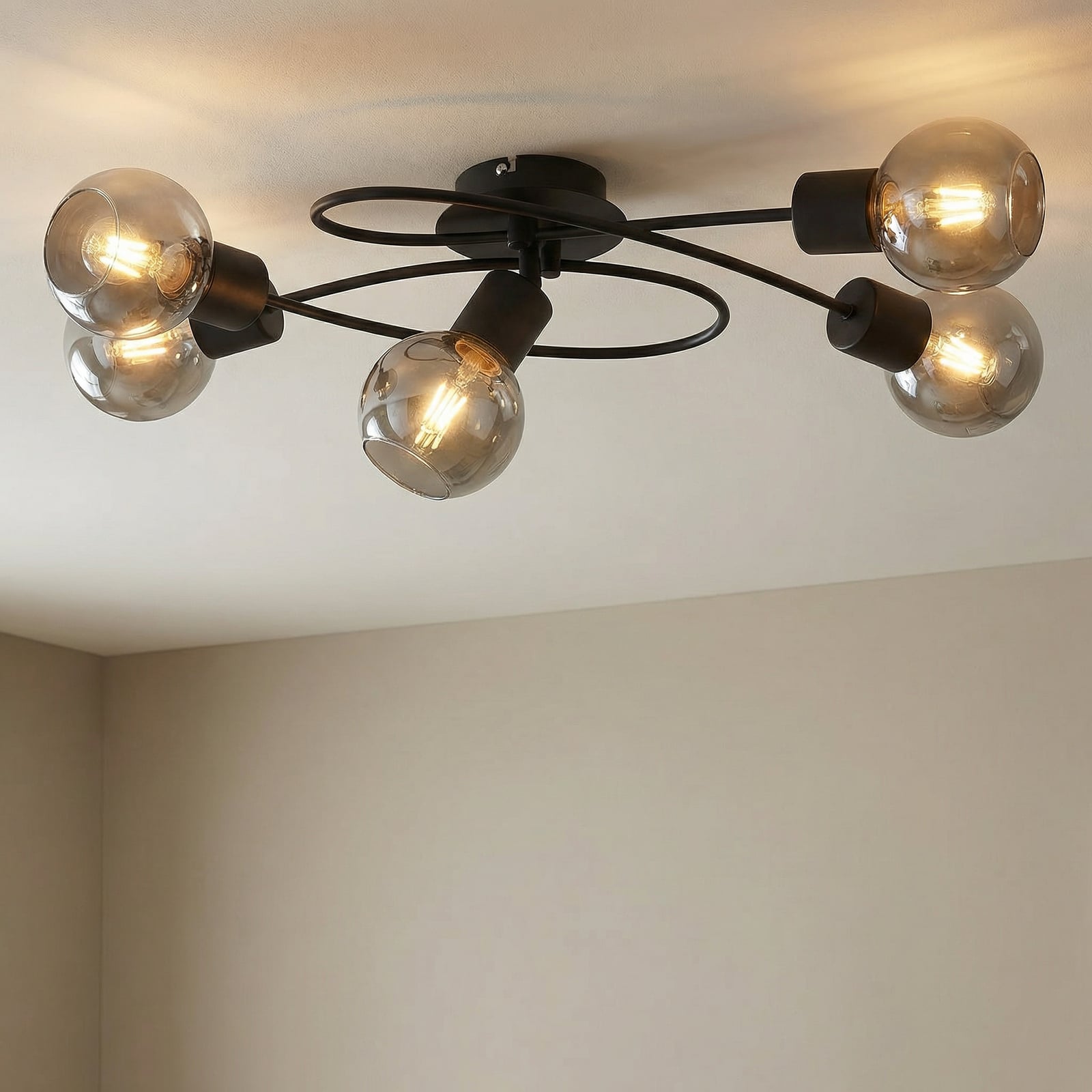 Elaina 5 Plafonnier Black/Smoke - Lindby