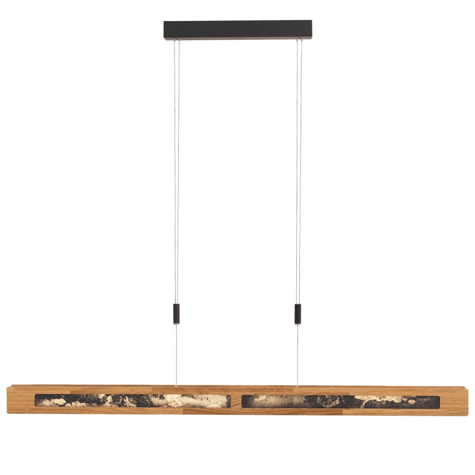 LED-Hängeleuchte Chile XS, eiche/buntschiefer, Länge 89 cm